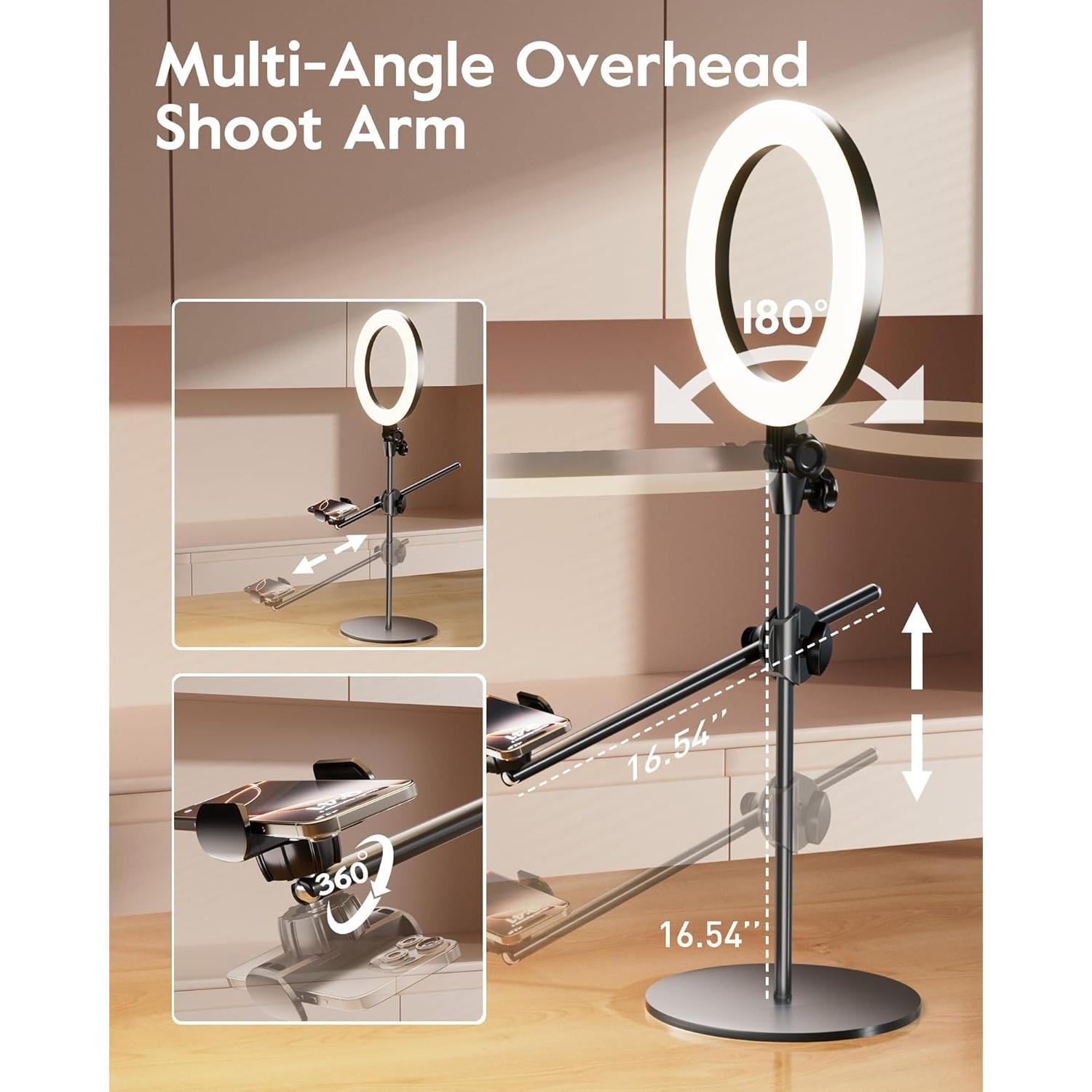 Soporte de cámara con luz anular LUXSURE 26.67 cm