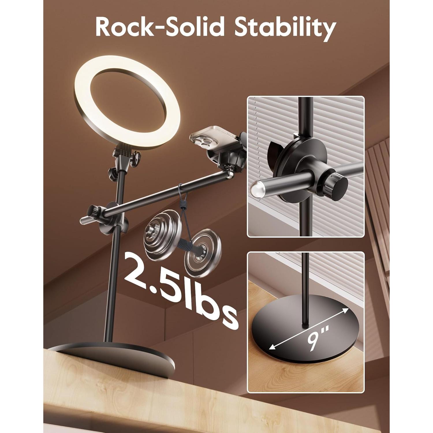 Soporte de cámara con luz anular LUXSURE 26.67 cm