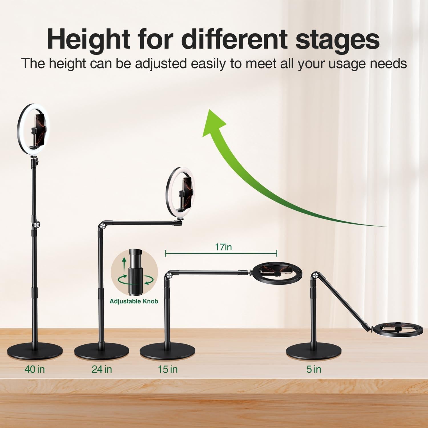 Soporte de Teléfono Overhead Elitehood con Luz Anillo 25.4 cm