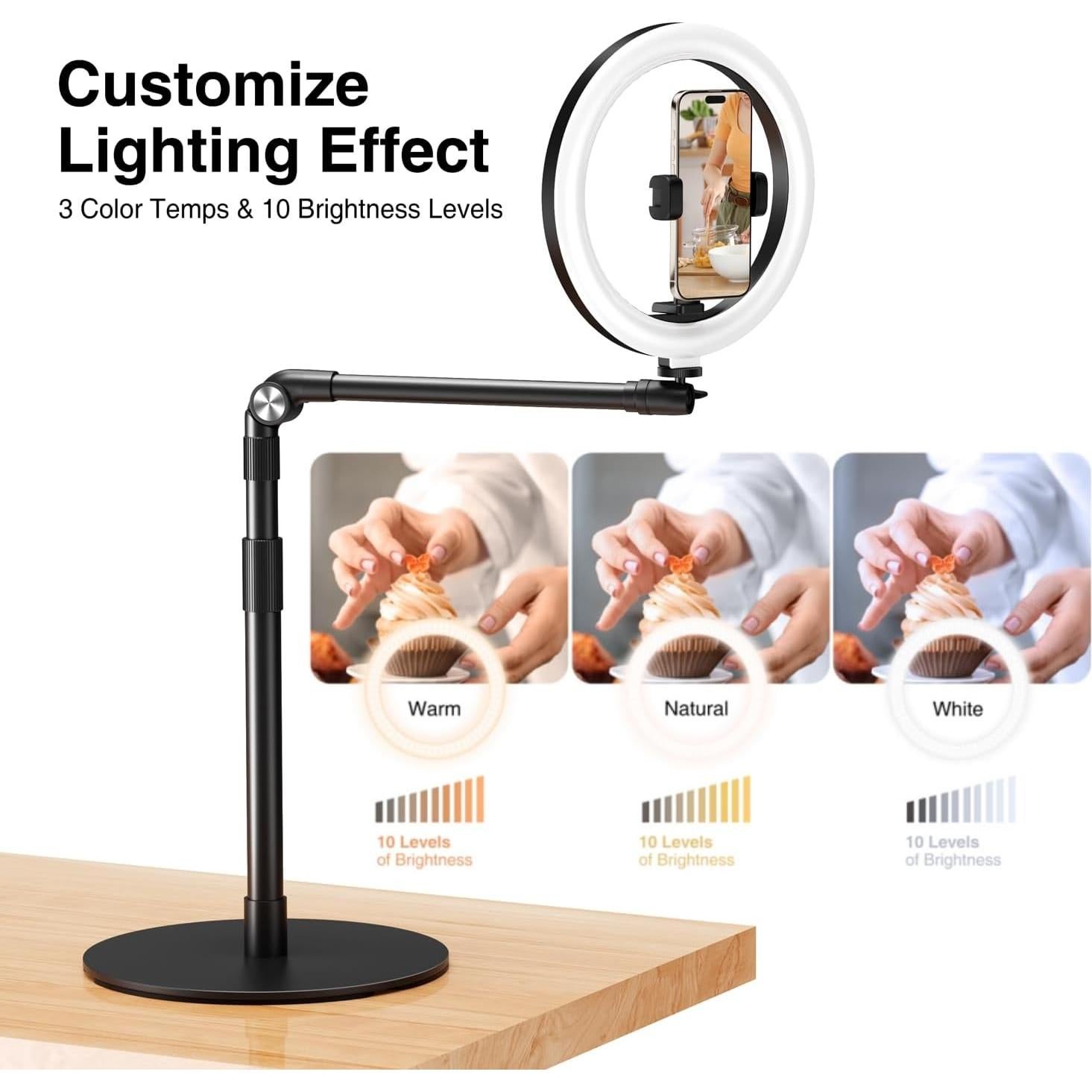 Soporte de Teléfono Overhead Elitehood con Luz Anillo 25.4 cm