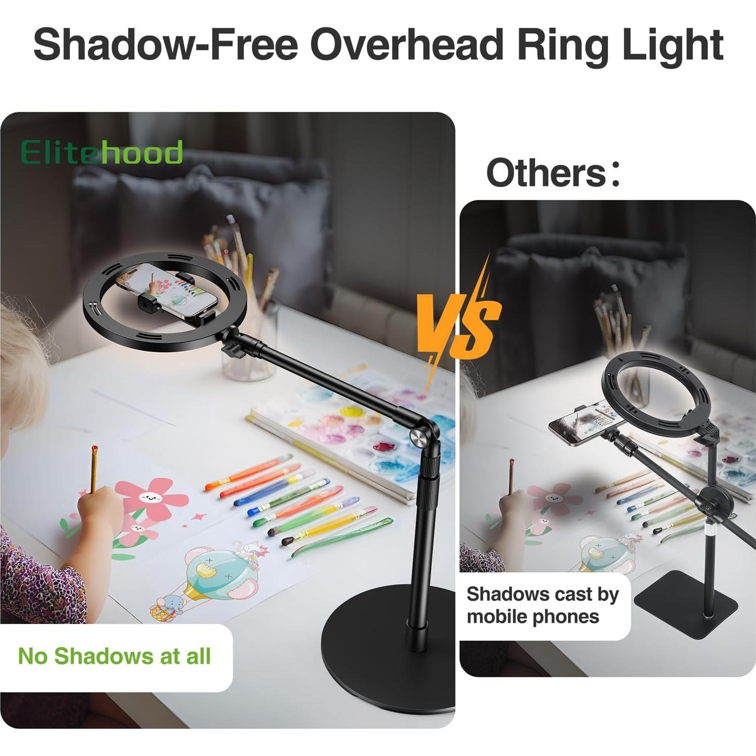 Soporte de Teléfono Overhead Elitehood con Luz Anillo 25.4 cm