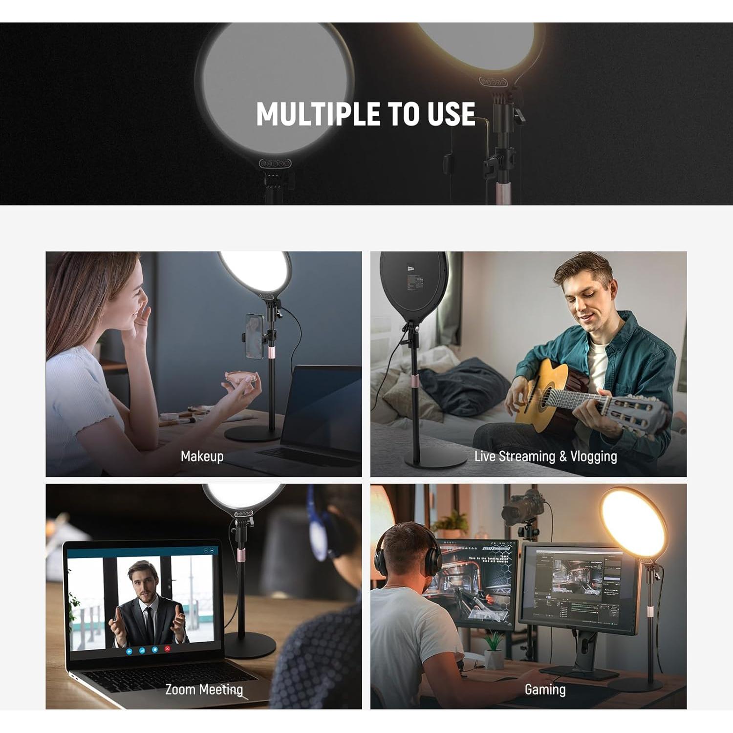 Luz de Anillo LED NEEWER R10 15W 3000-6500K con Soporte