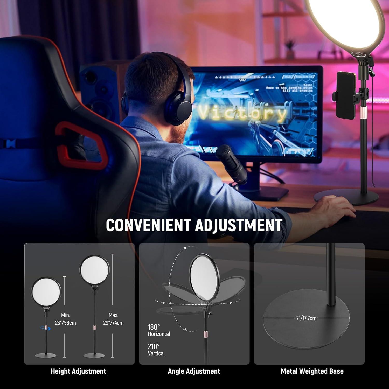 Luz de Anillo LED NEEWER R10 15W 3000-6500K con Soporte