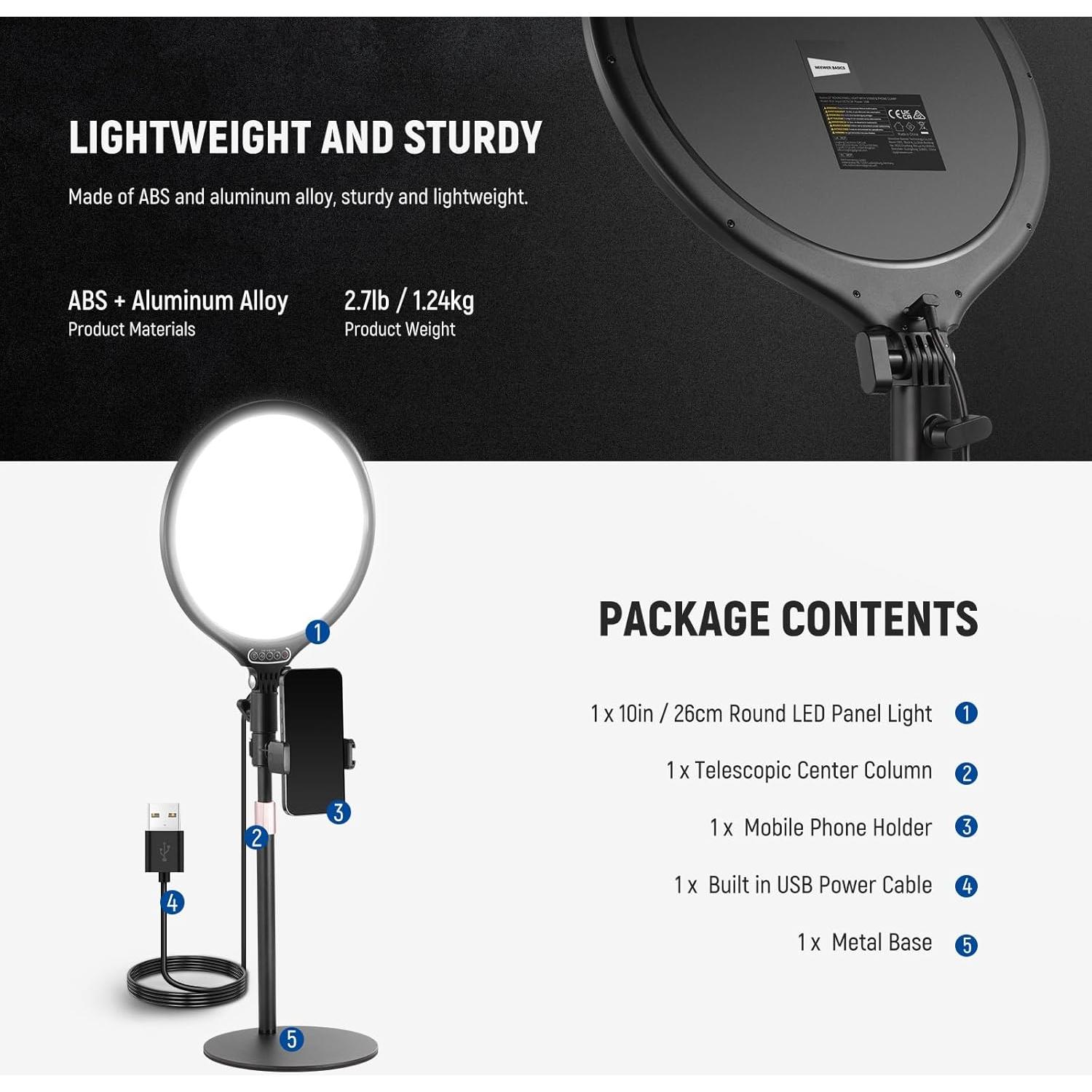 Luz de Anillo LED NEEWER R10 15W 3000-6500K con Soporte