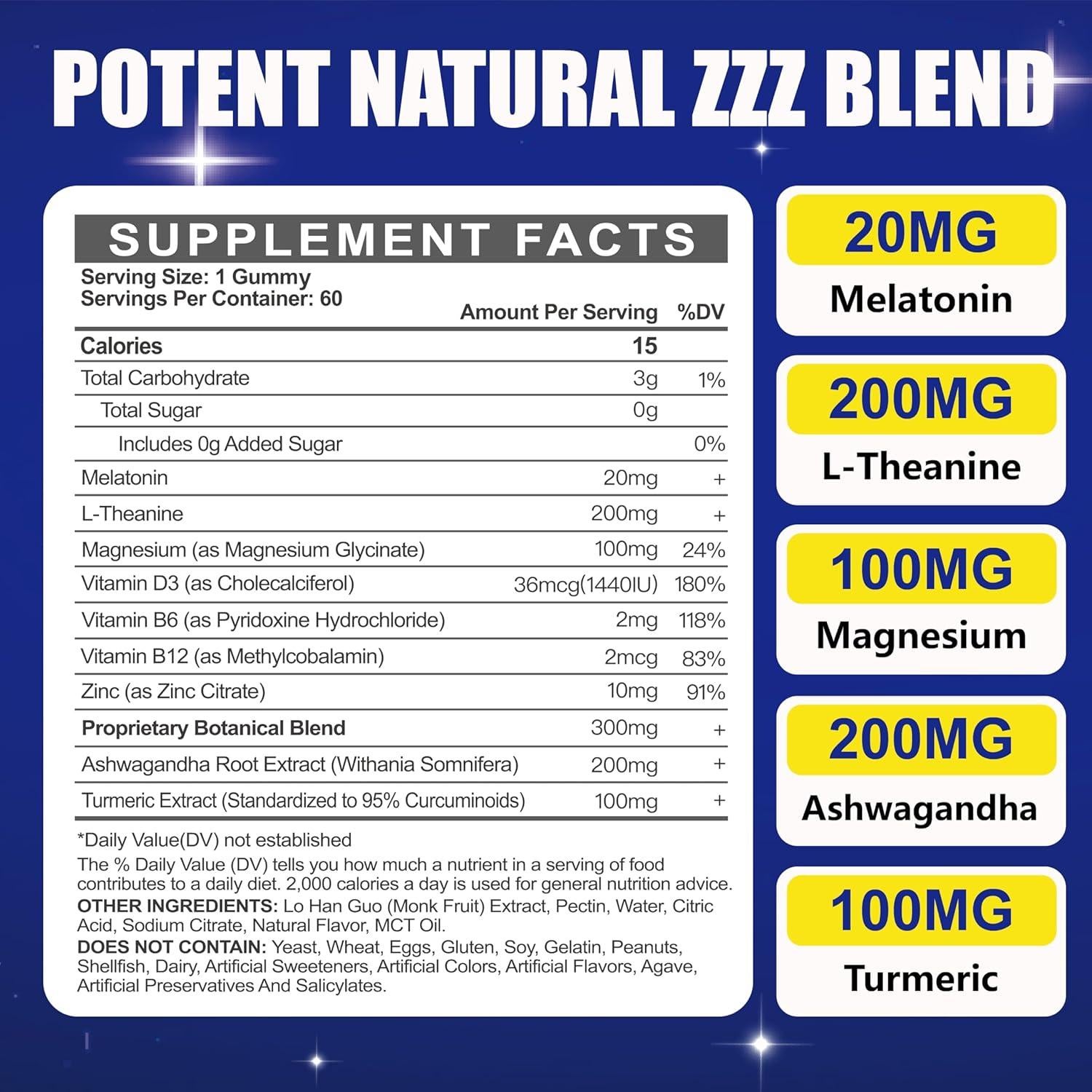 Gomitas de Melatonina 20mg Sin Azúcar Maennyliy - 60 Unidades