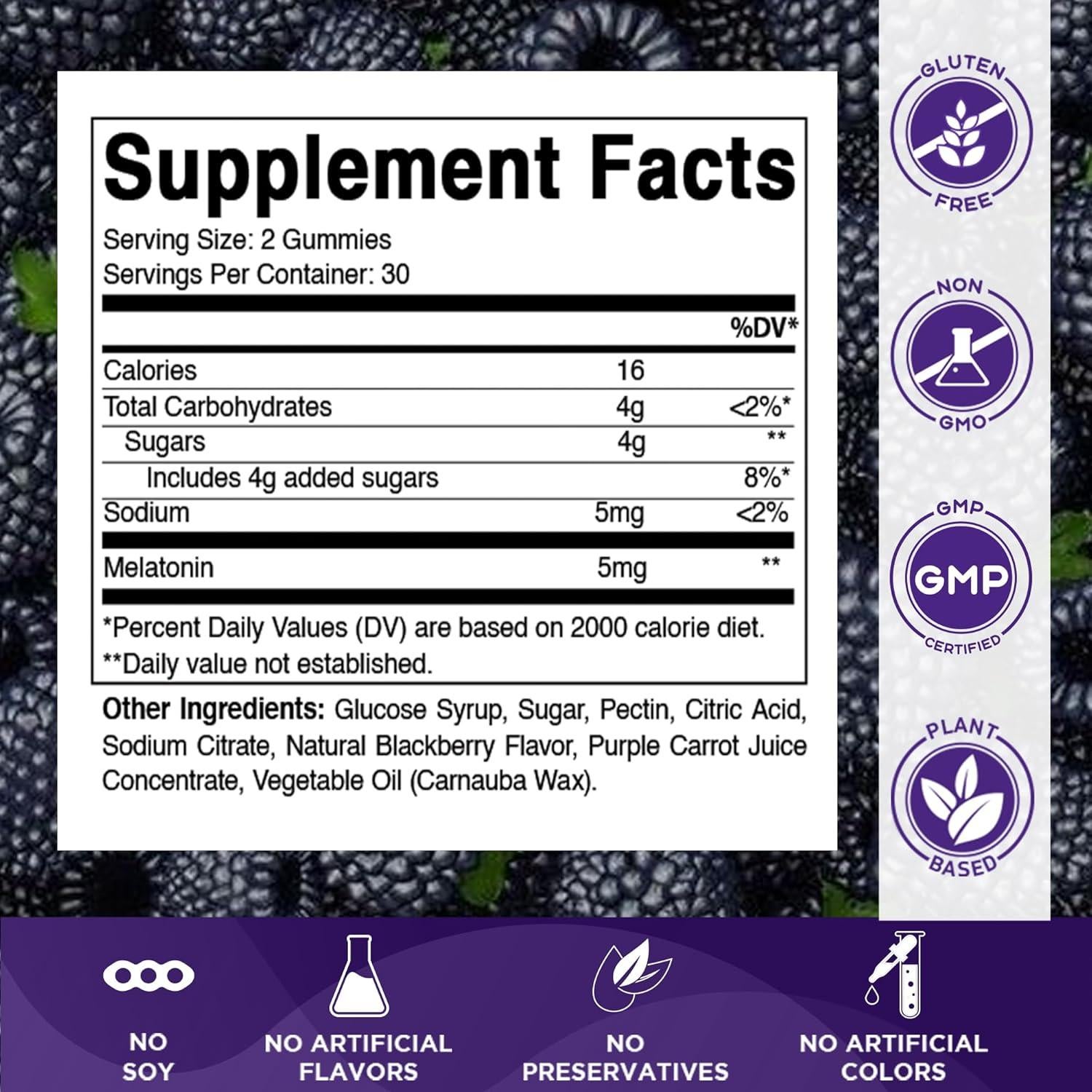 Gomitas de Melatonina Vitamatic - 60 Veganas 5 mg por Porción