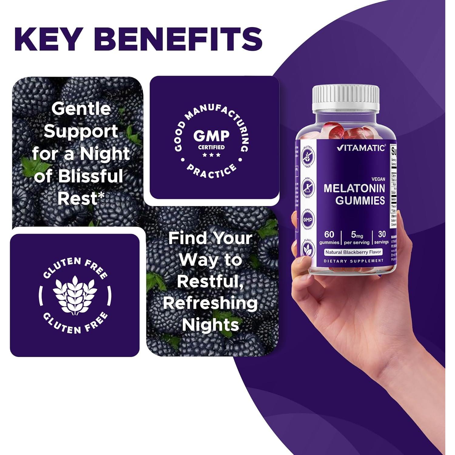 Gomitas de Melatonina Vitamatic - 60 Veganas 5 mg por Porción