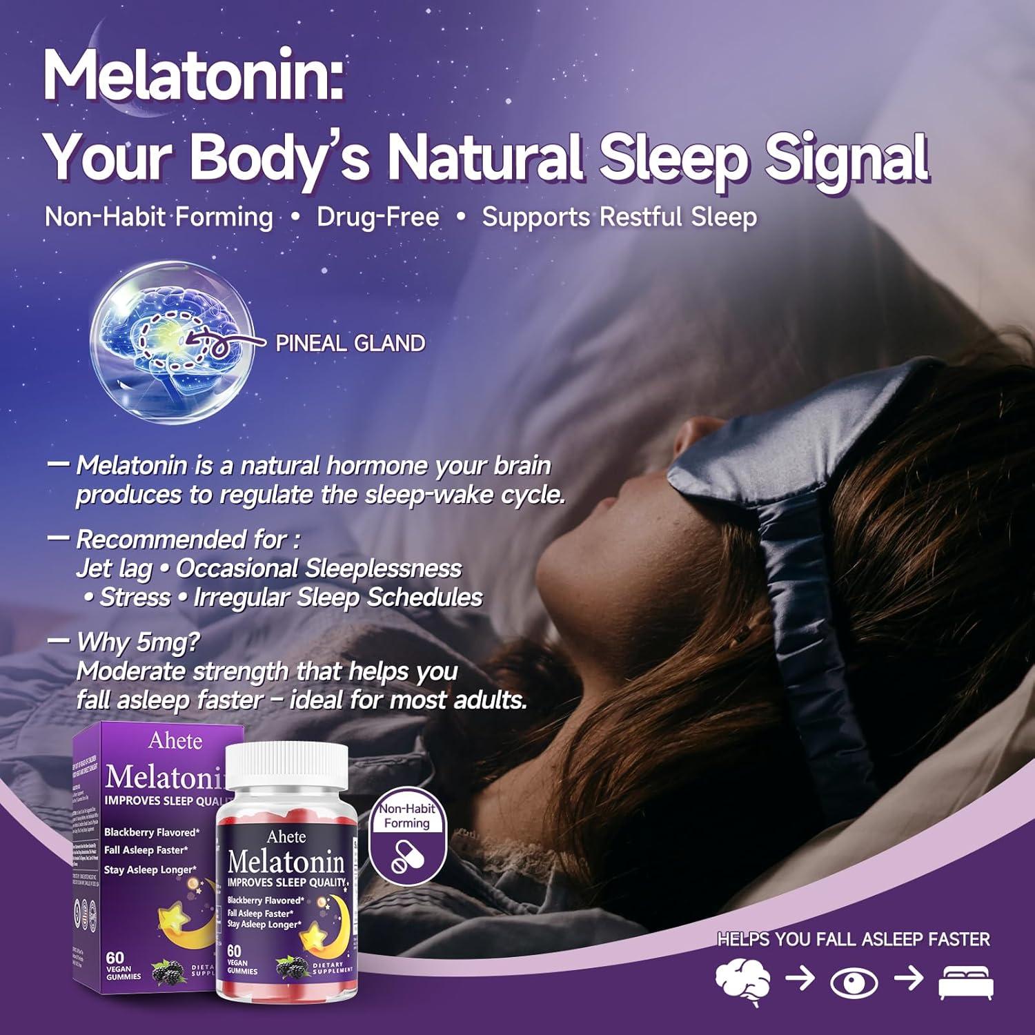 Gomitas de Melatonina 5mg Ahete Sabor Frambuesa 120 Unidades