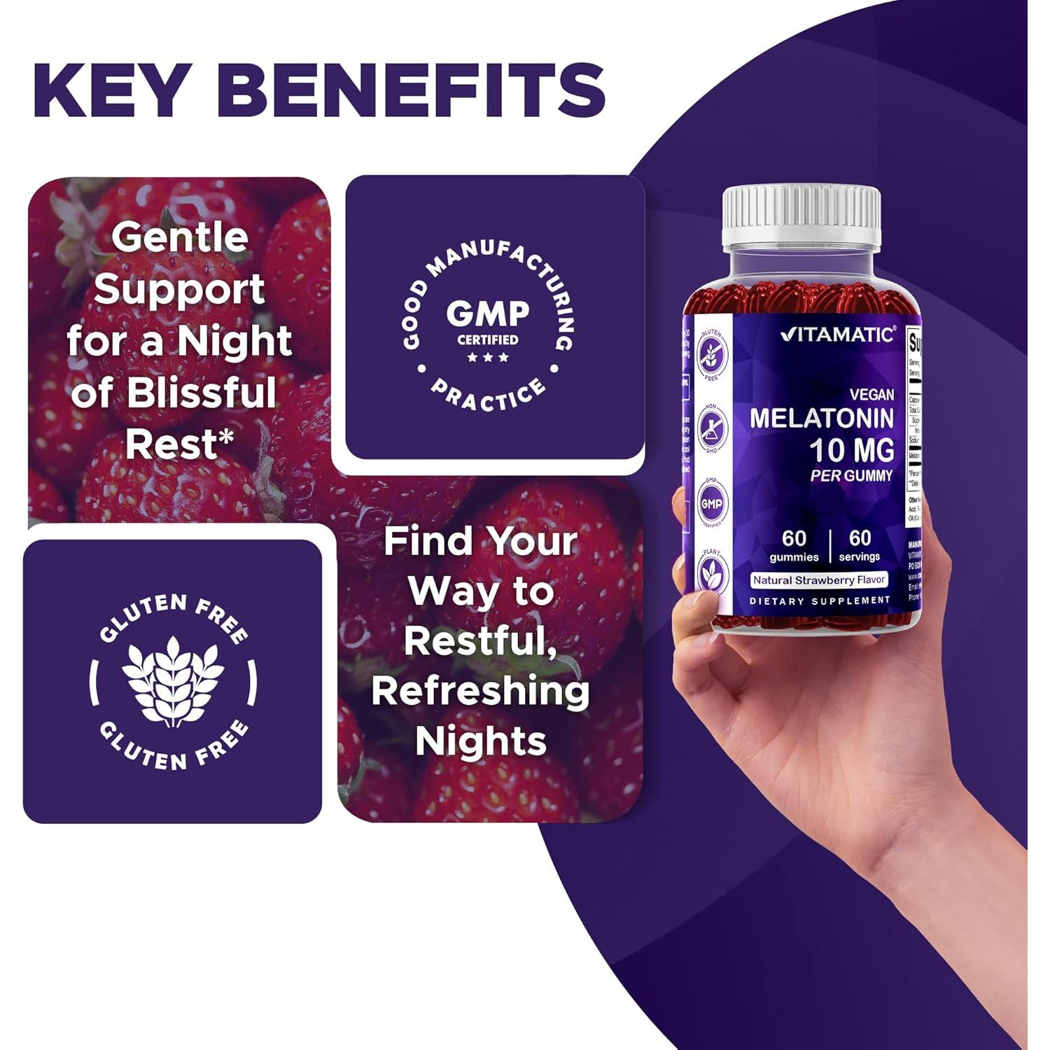 Gominolas de Melatonina Vitamatic 10 mg Veganas - 120 Unidades