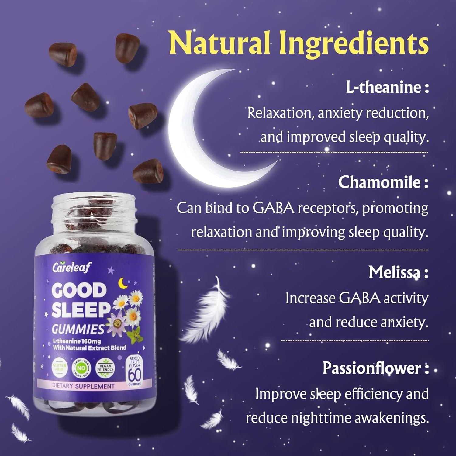 Gomitas para Dormir Veganas Careleaf con L-Theanine y Magnesio