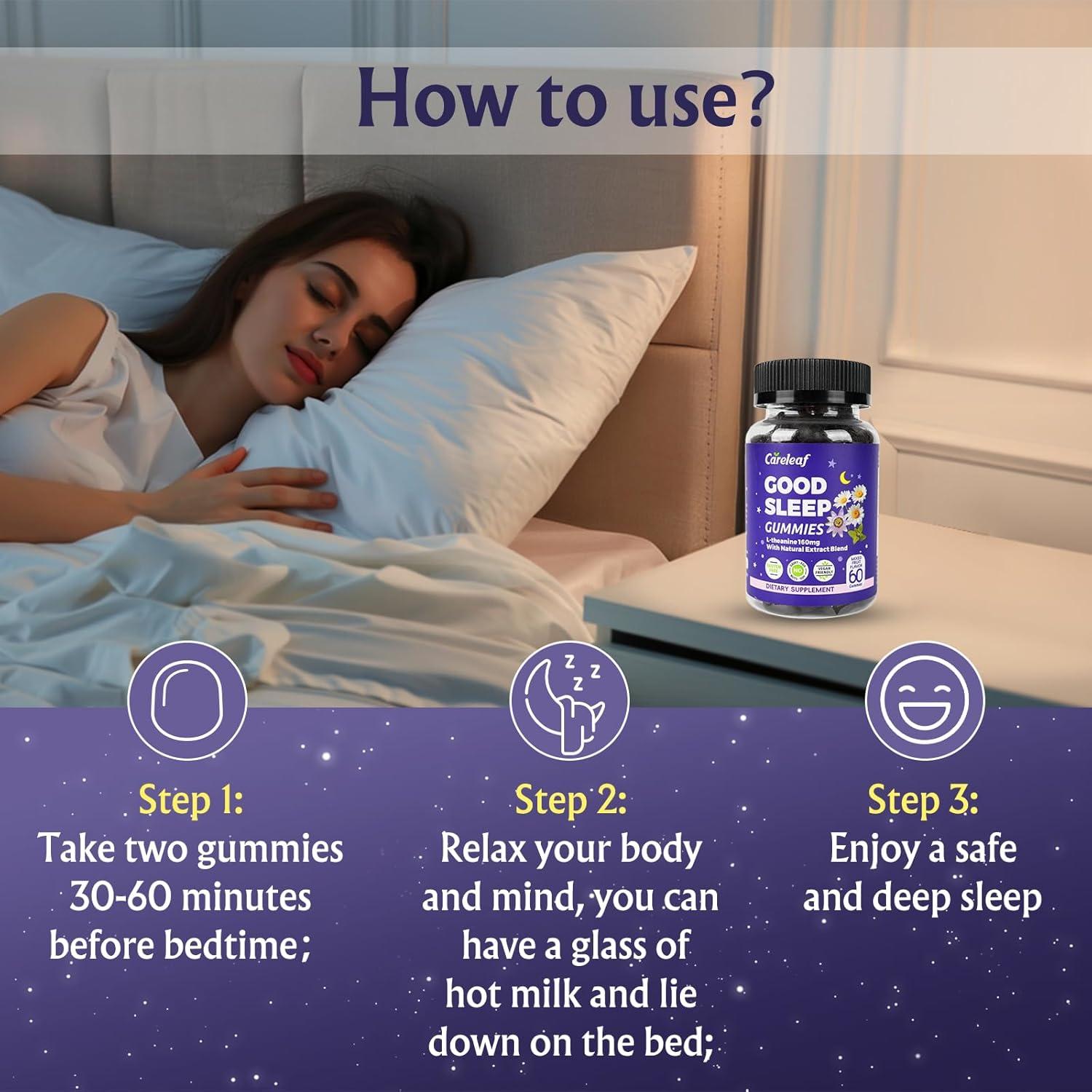 Gomitas para Dormir Veganas Careleaf con L-Theanine y Magnesio