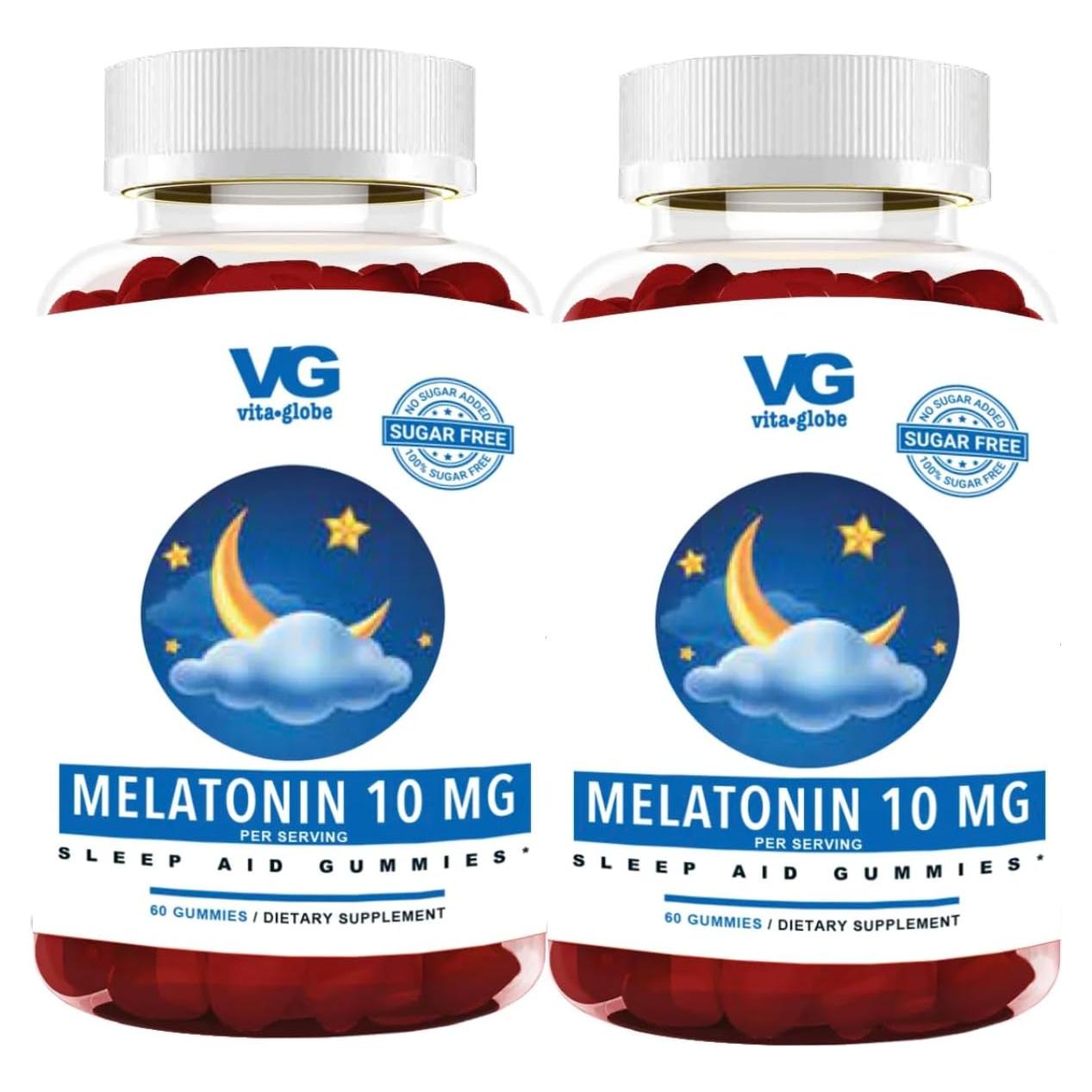 Melatonina 10 mg Gummy VitaGlobe Sin Azúcar 100 Unidades