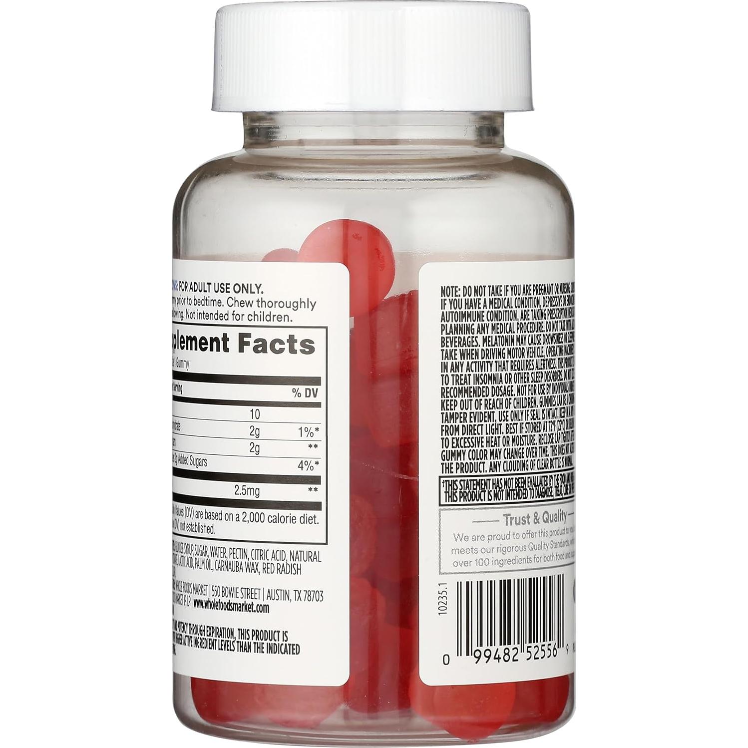 Gominolas de Melatonina 2.5mg 365 Whole Foods 60 Unidades