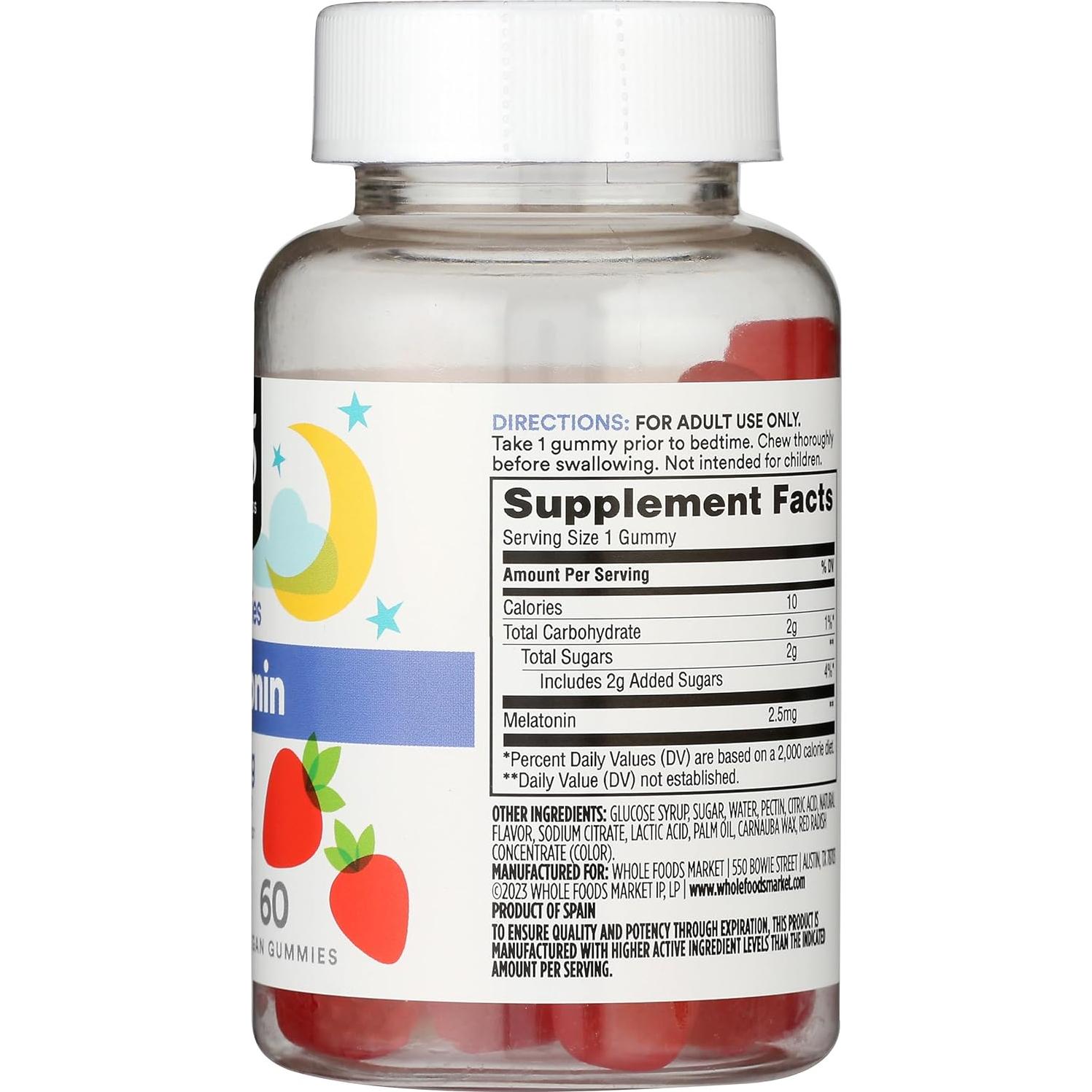 Gominolas de Melatonina 2.5mg 365 Whole Foods 60 Unidades
