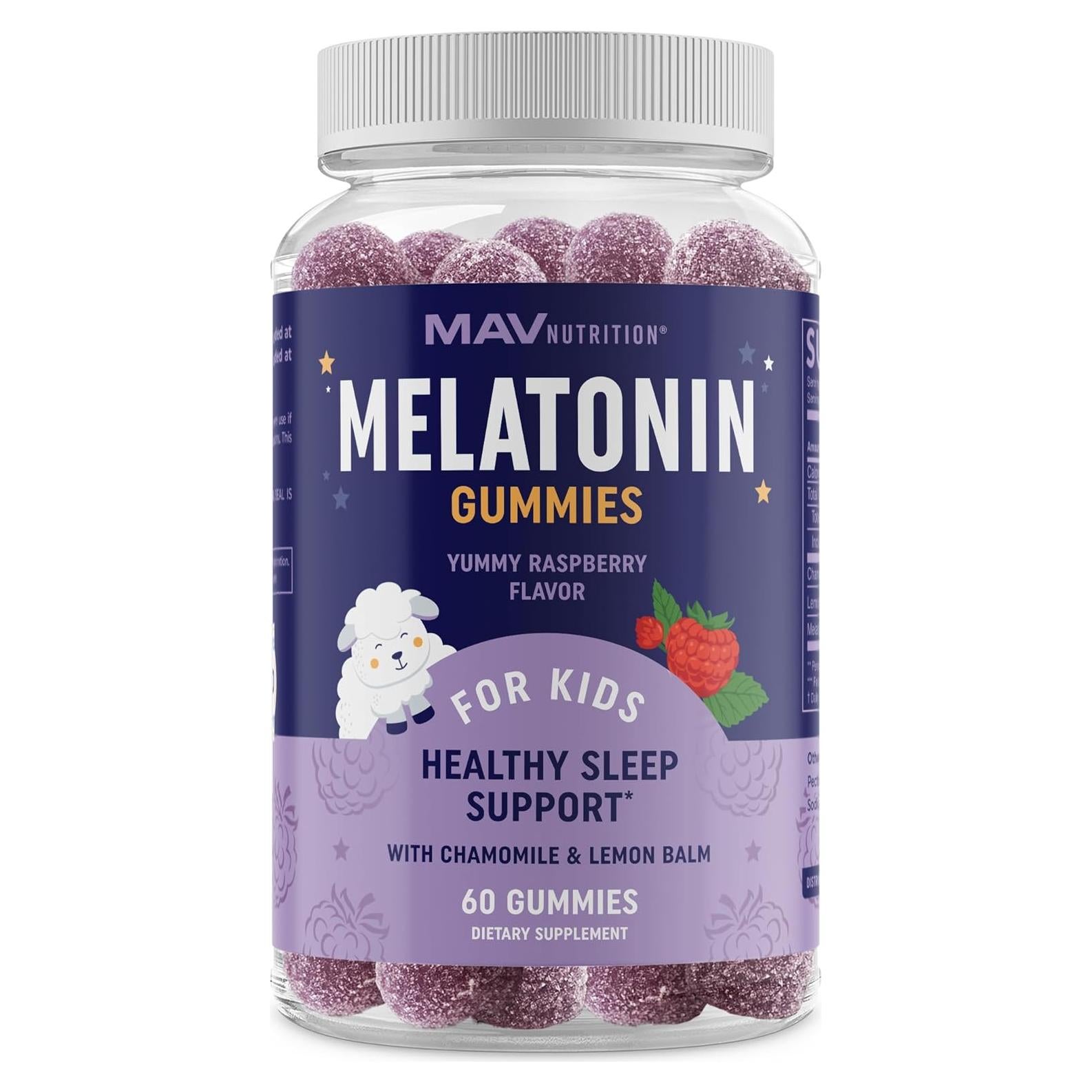 Melatonin Gummies for Kids | 0.5mg Per Gummy | Gentle Rest Support for Children Ages 2+ | Low-Dose Chewable Rest Aid For Kids | with Lemon Balm & Chamomile | Non-GMO, Third-Party Tested 60ct
