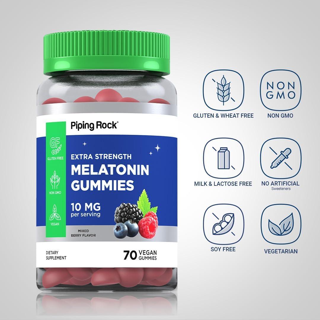 Gomitas de Melatonina Piping Rock 10mg - 70 Veganas Sabor Baya