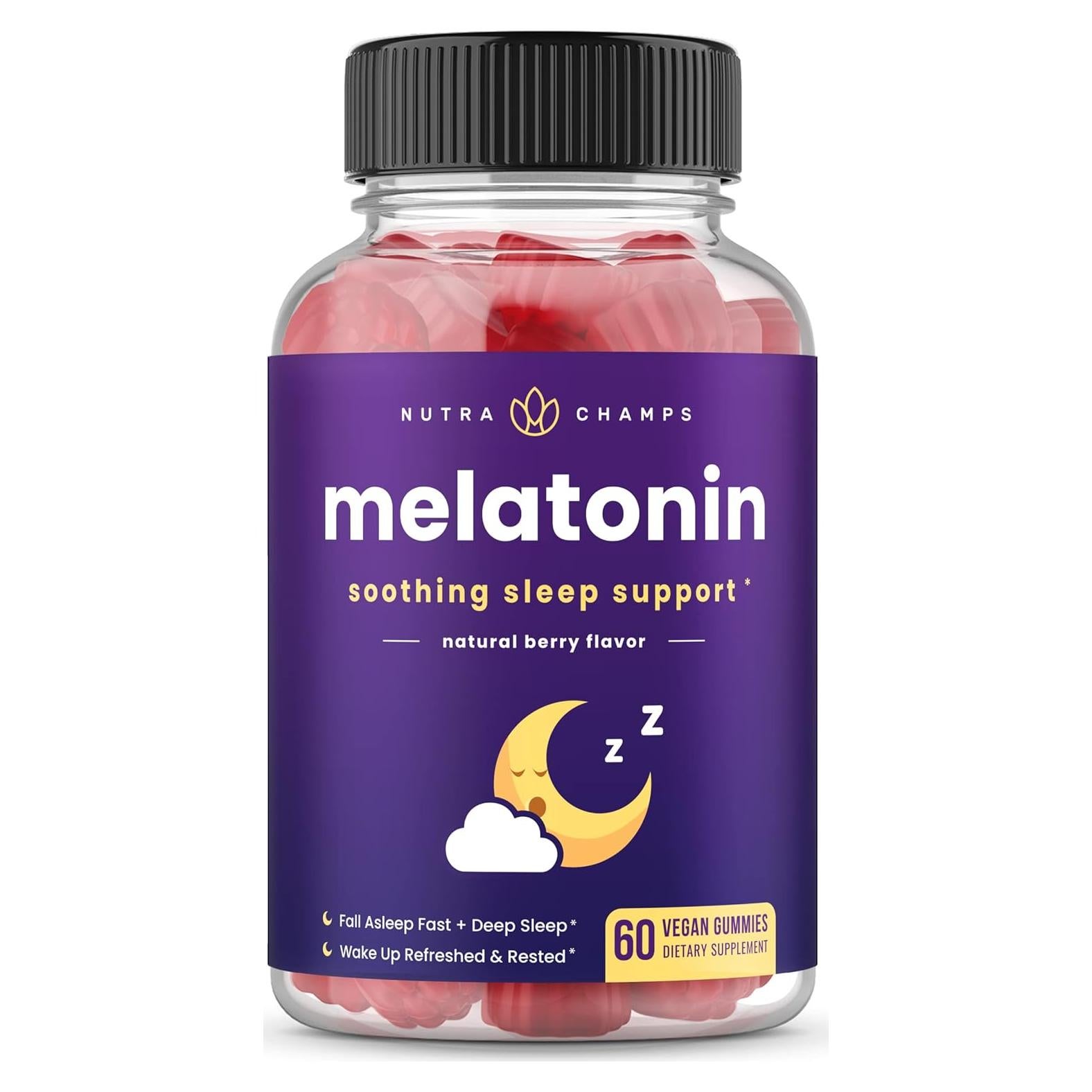 Gomitas de Melatonina Veganas NutraChamps 60 Conteo 2.5mg 5mg 10mg