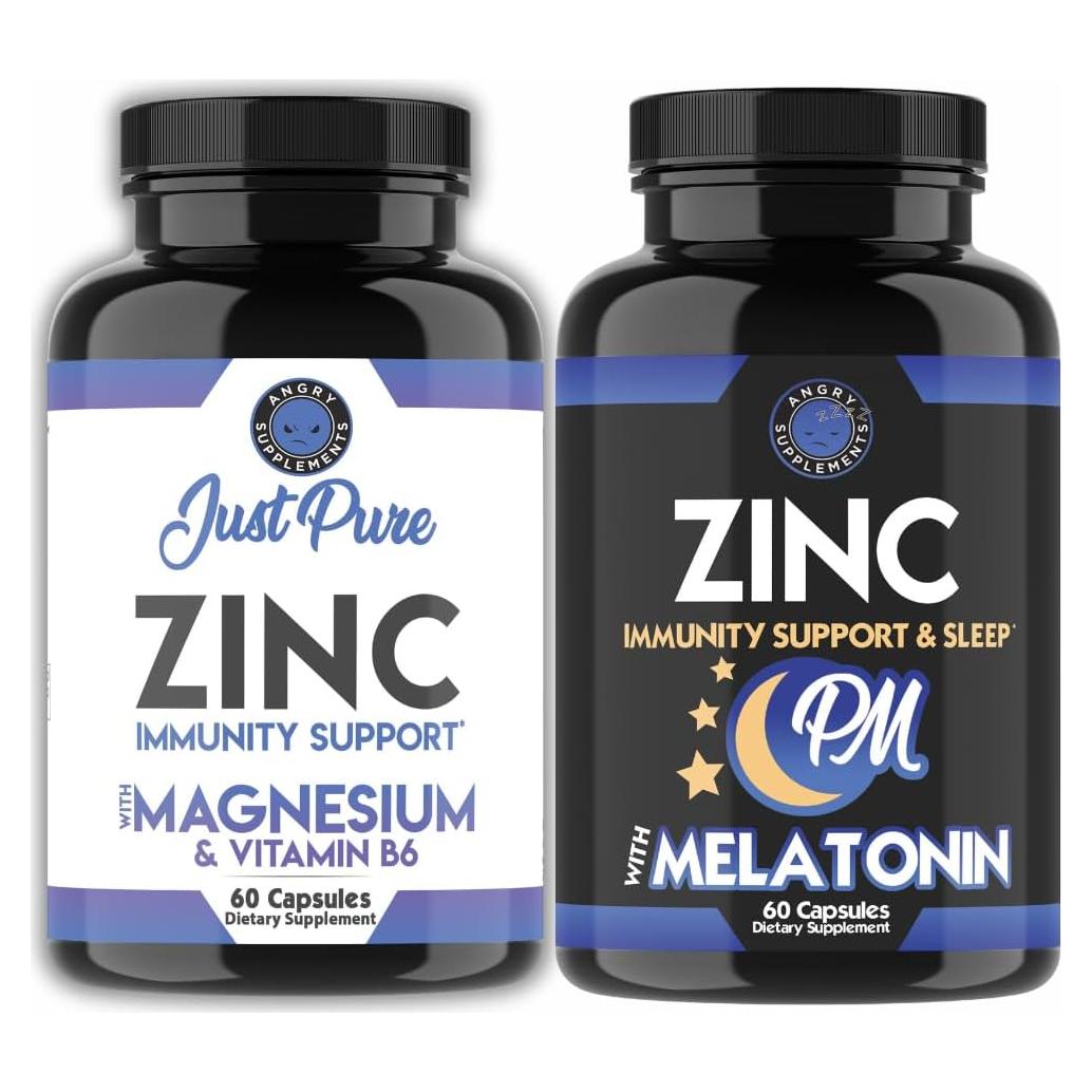 Paquete AM/PM de Zinc Puro y Magnesio Enojados - 120 Cápsulas