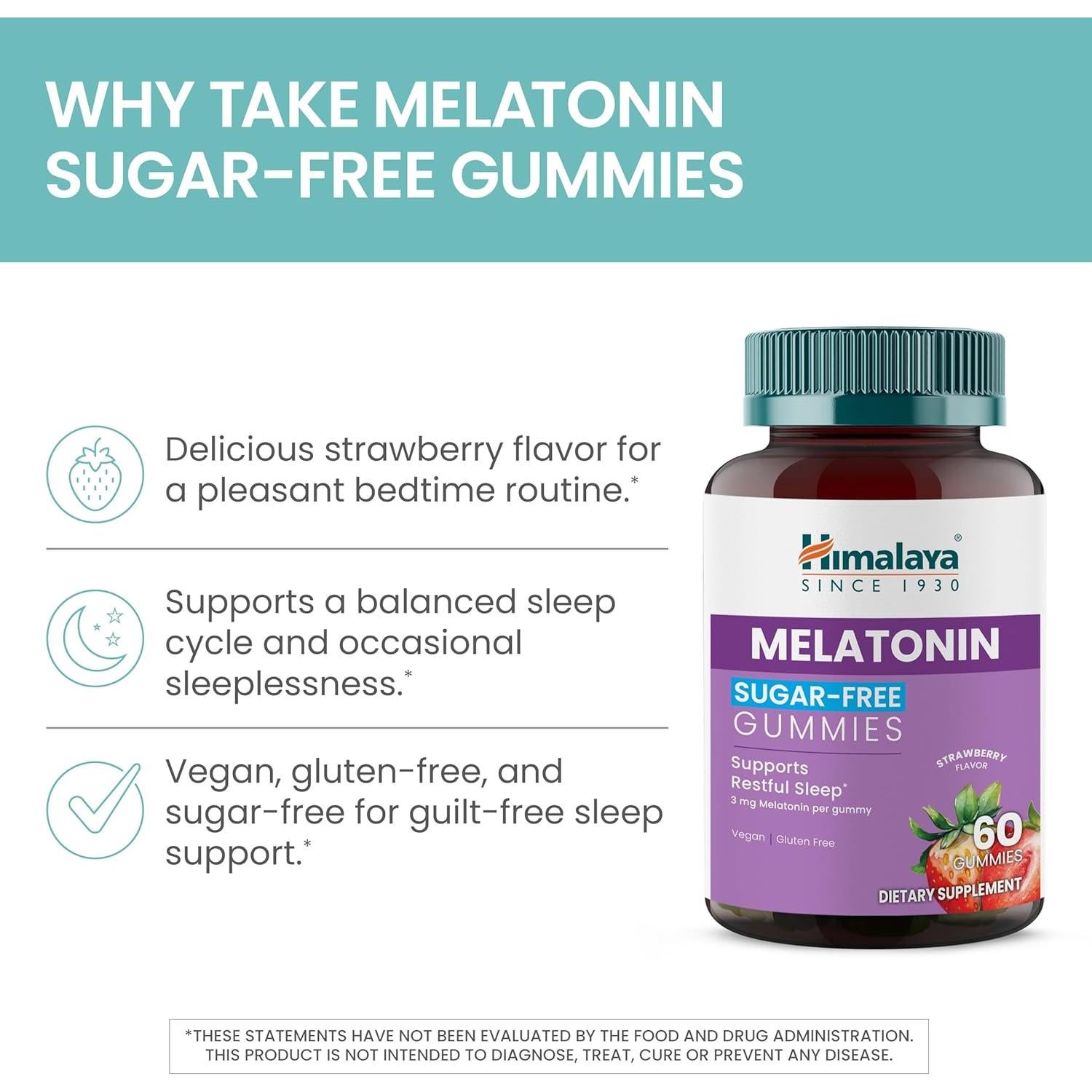 Gomitas de Melatonina Sin Azúcar Himalaya 60 unidades 3 mg