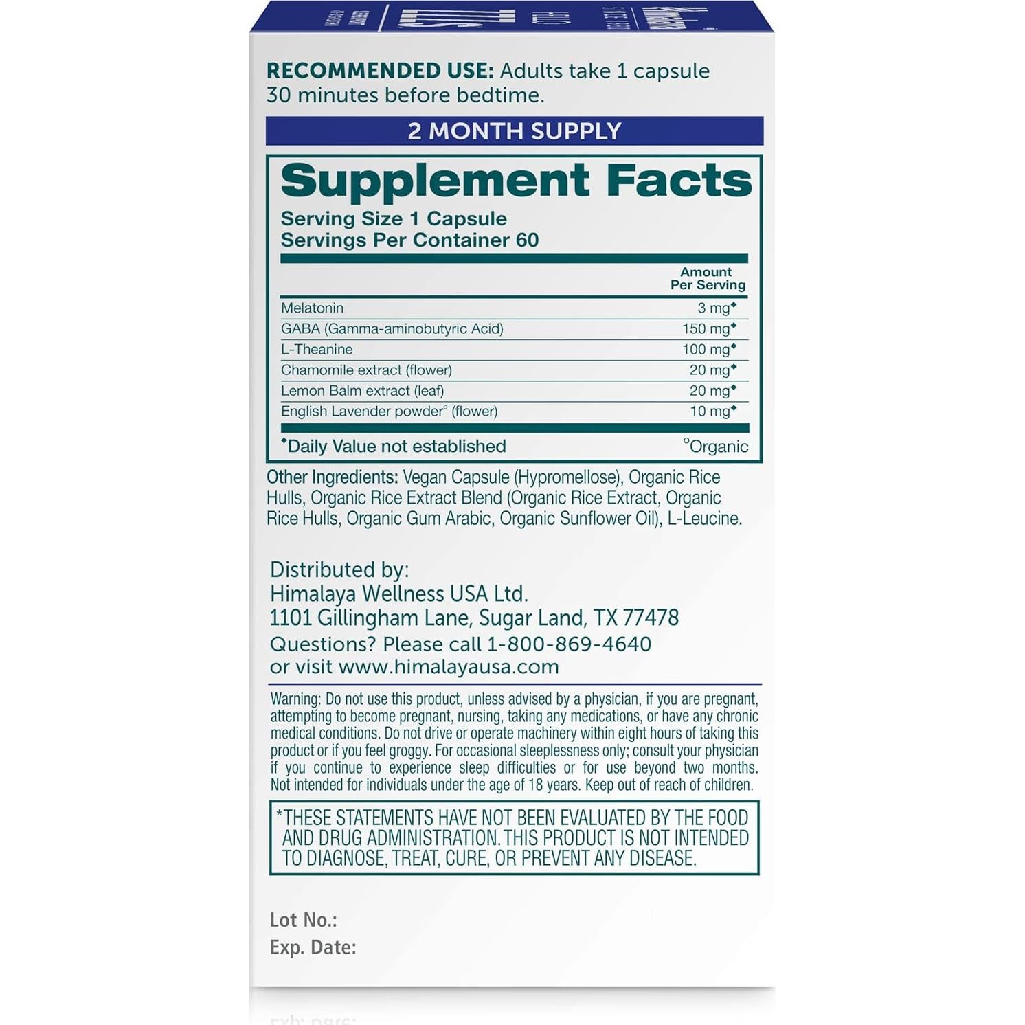 Suplemento Herbal para el Sueño Himalaya Hola ZZZs 60 Cápsulas