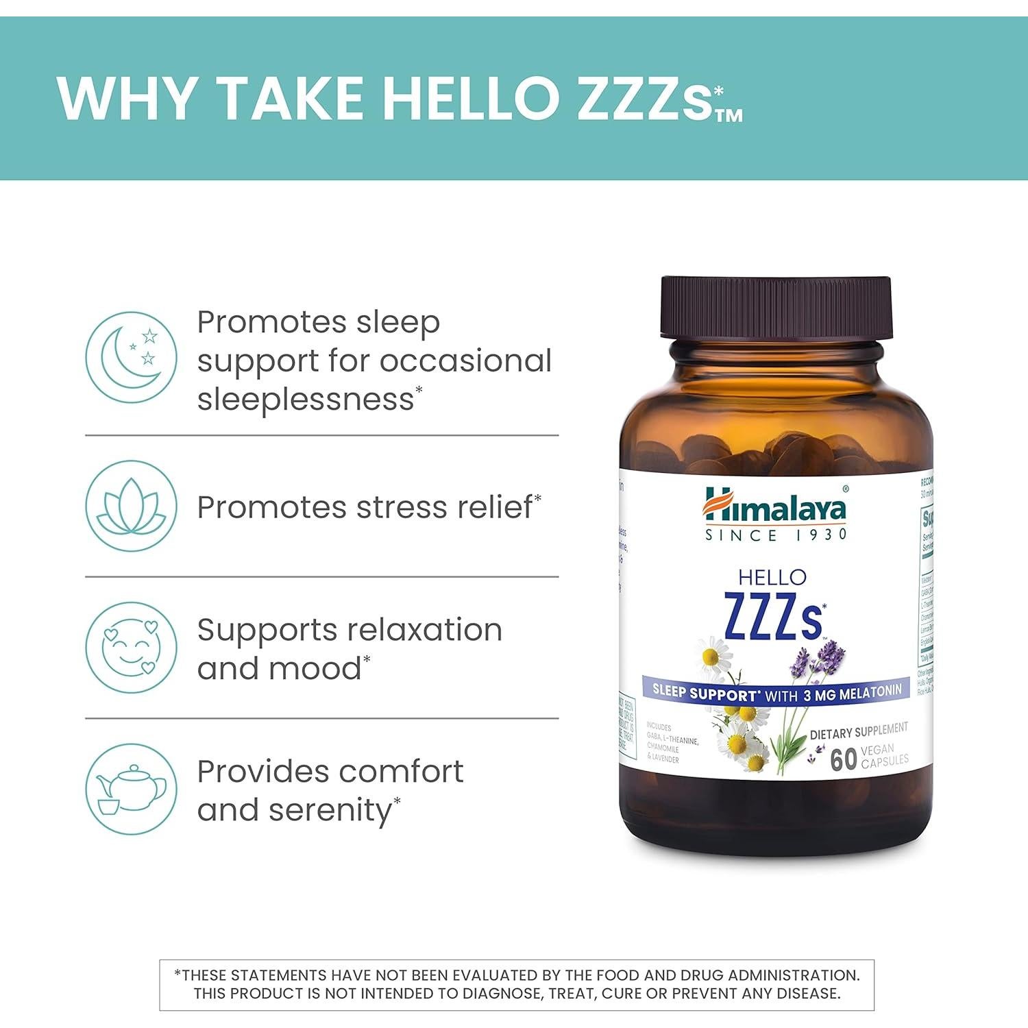 Suplemento Herbal para el Sueño Himalaya Hola ZZZs 60 Cápsulas