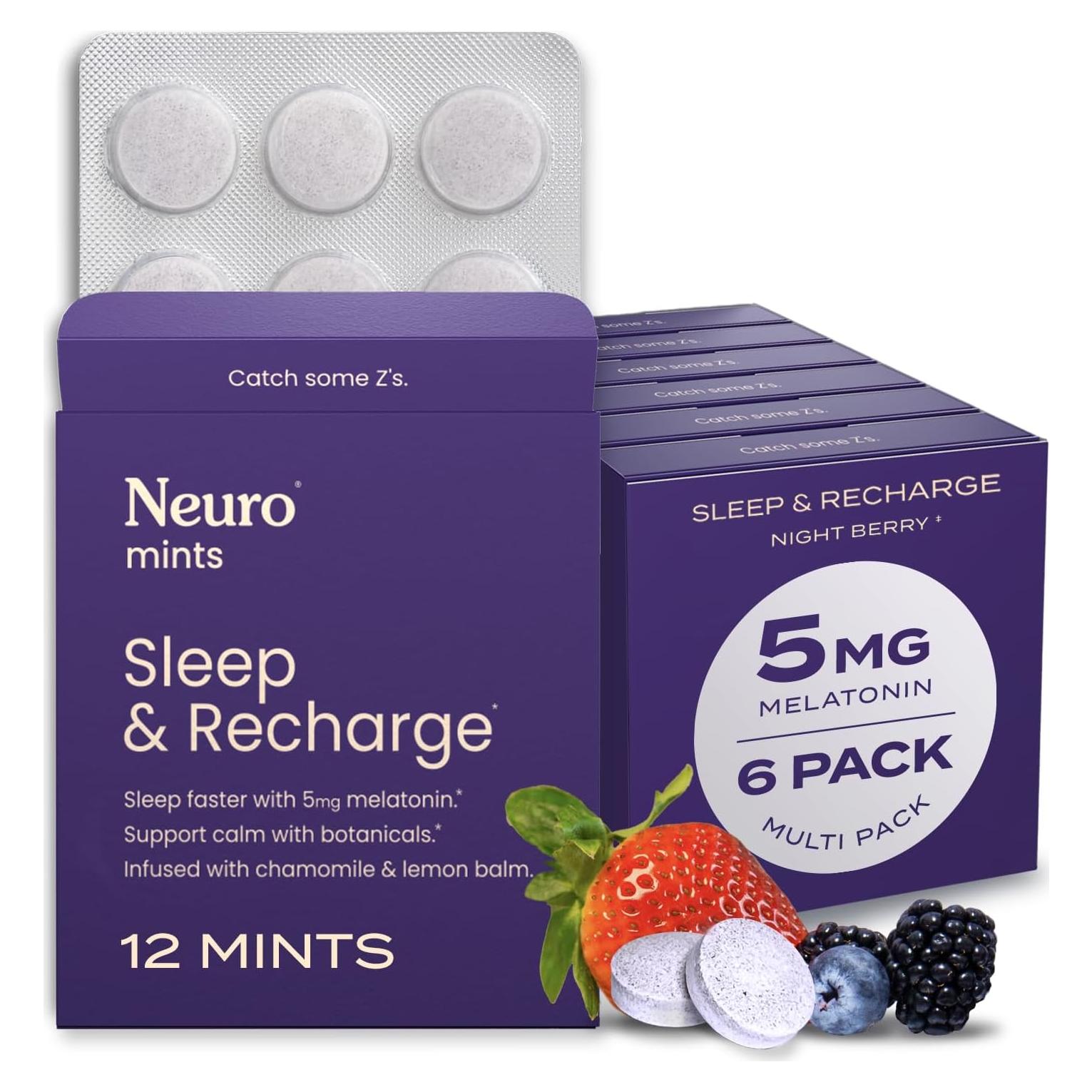Neuro Melatonina 5mg Mentas Sin Azúcar 72 Piezas Frutos Nocturnos