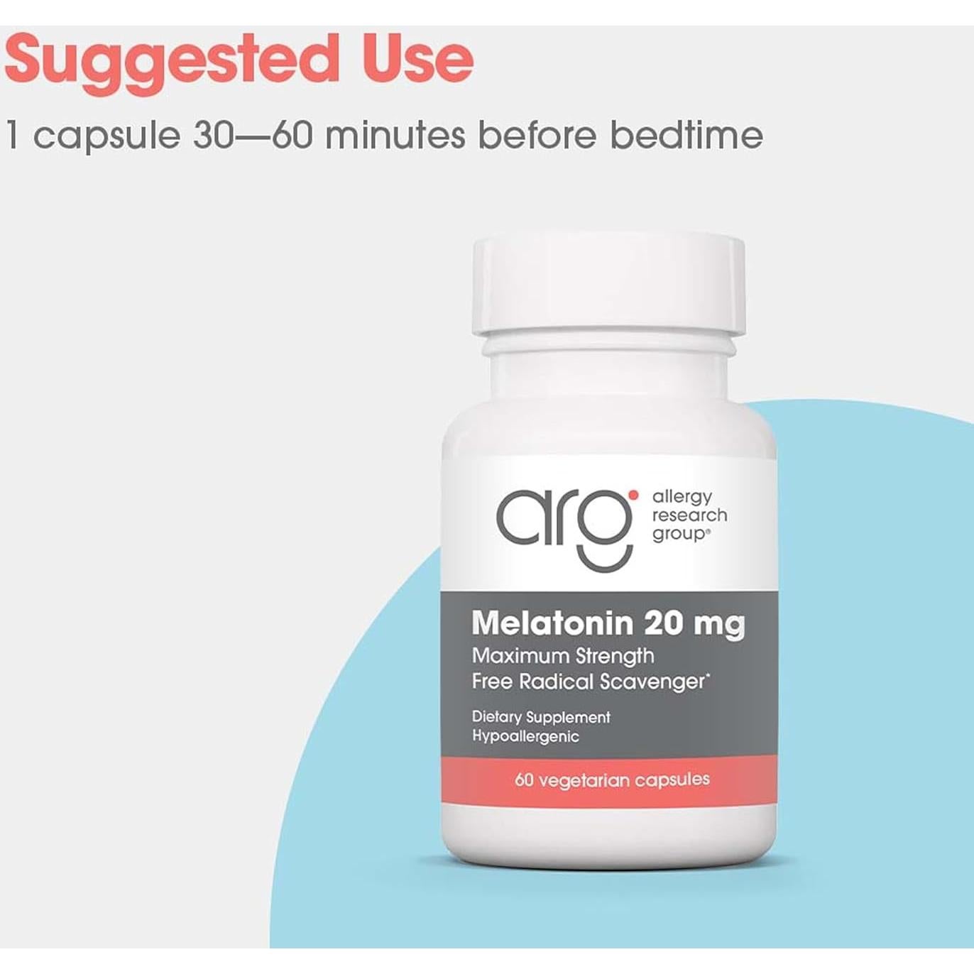 Melatonin 20mg - Pure Melatonin, Extra Strength for Adults, Sleep Aid, High Dose, Vegetarian Capsules - 60 Count