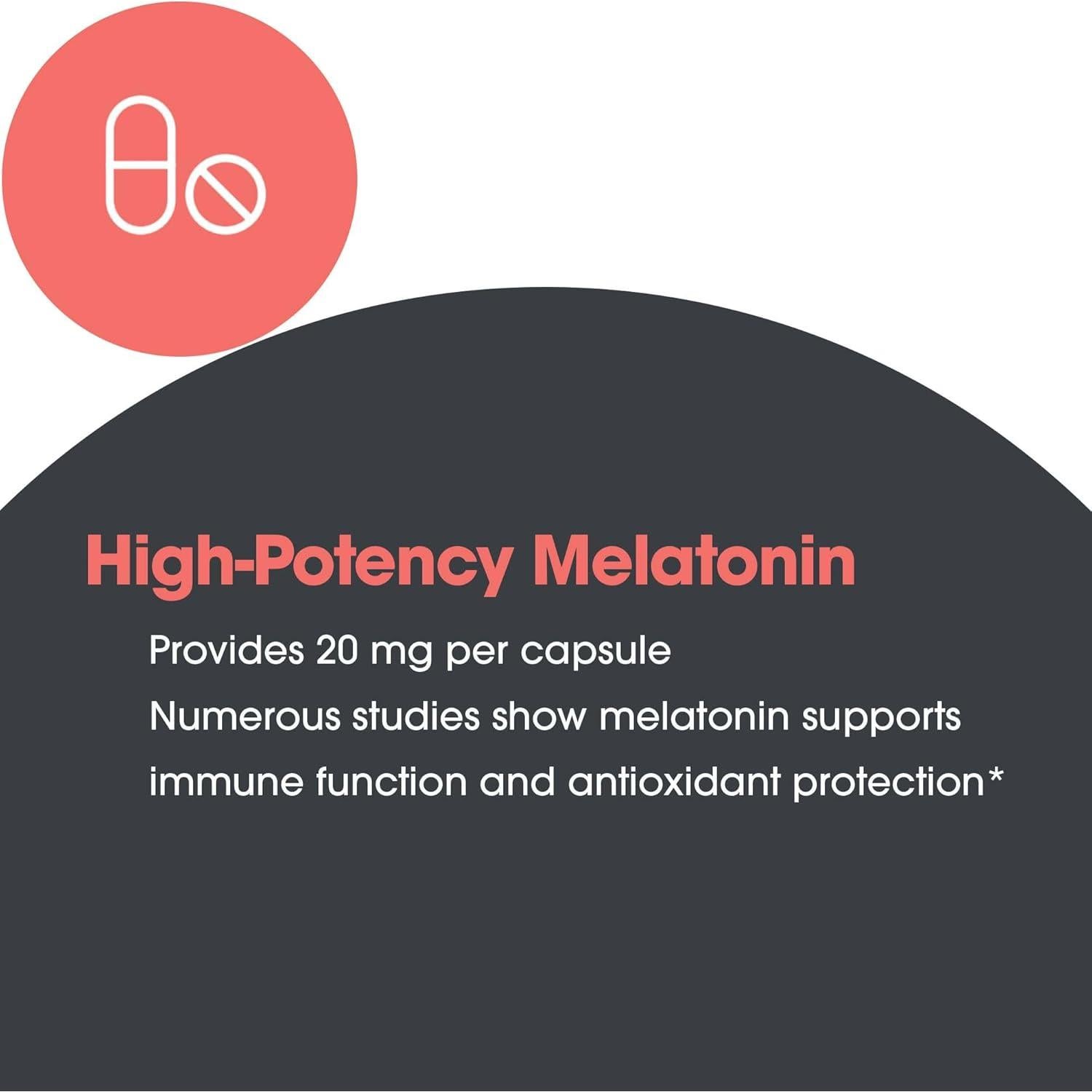 Melatonin 20mg - Pure Melatonin, Extra Strength for Adults, Sleep Aid, High Dose, Vegetarian Capsules - 60 Count