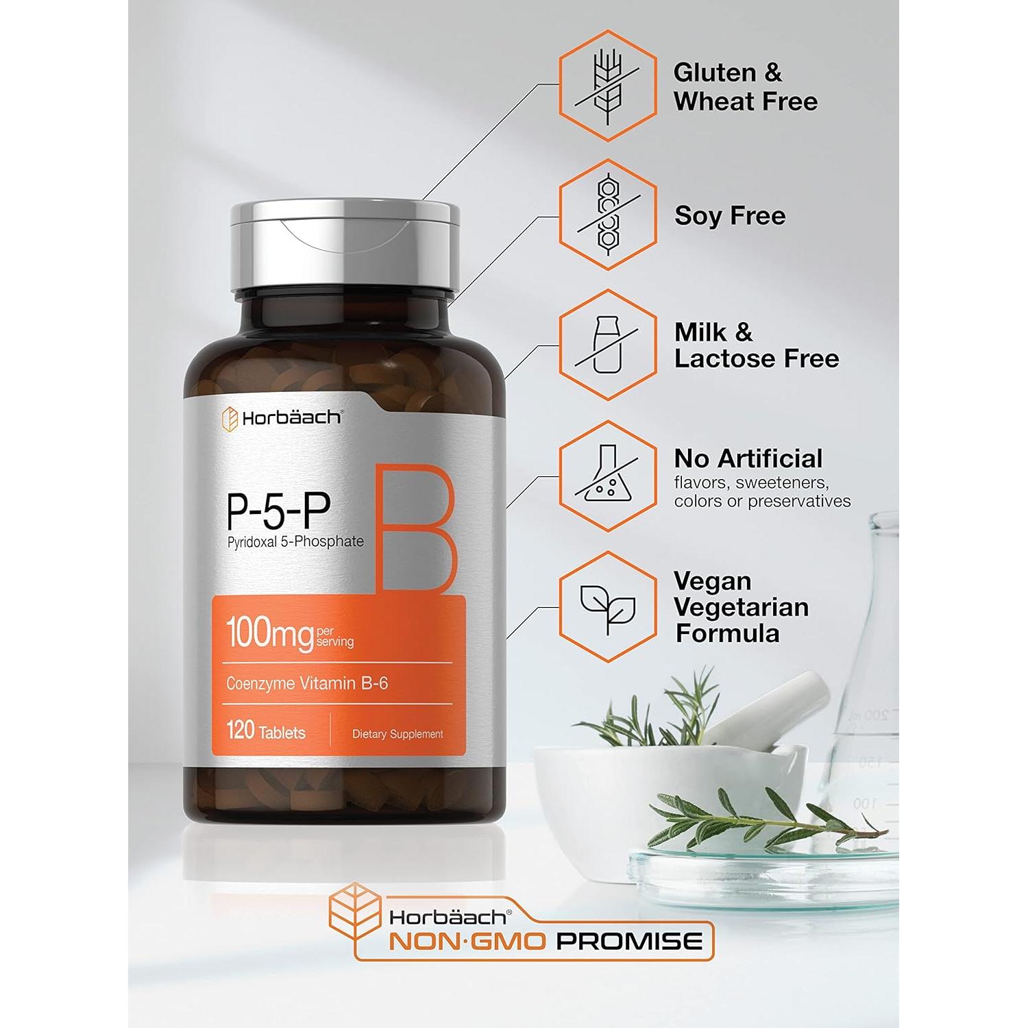 Suplemento Vegetariano P5P Horbäach 100mg 120 Tabletas B6