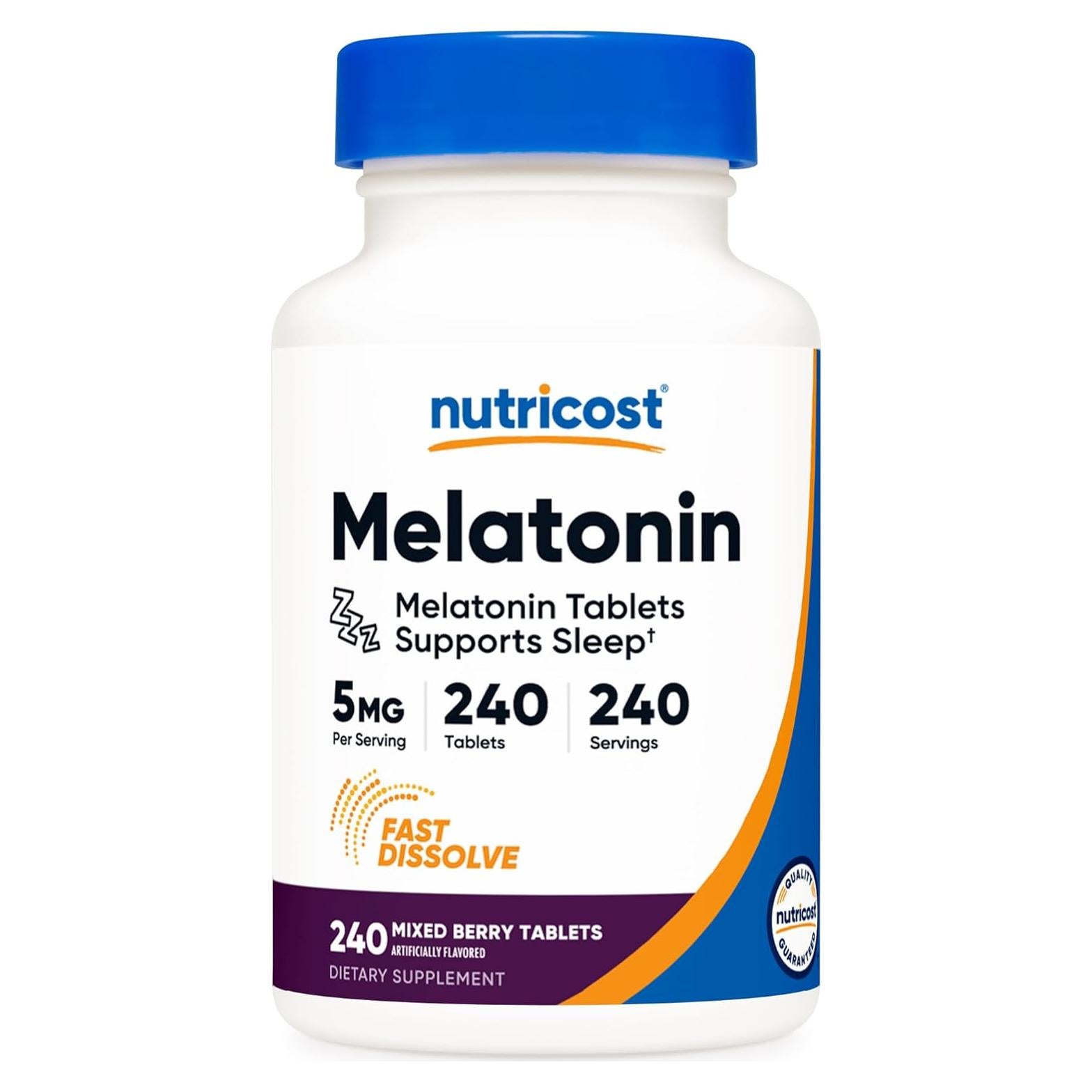 Melatonina 5mg Nutricost - 240 Tabletas Sabor Frutas Mixtas
