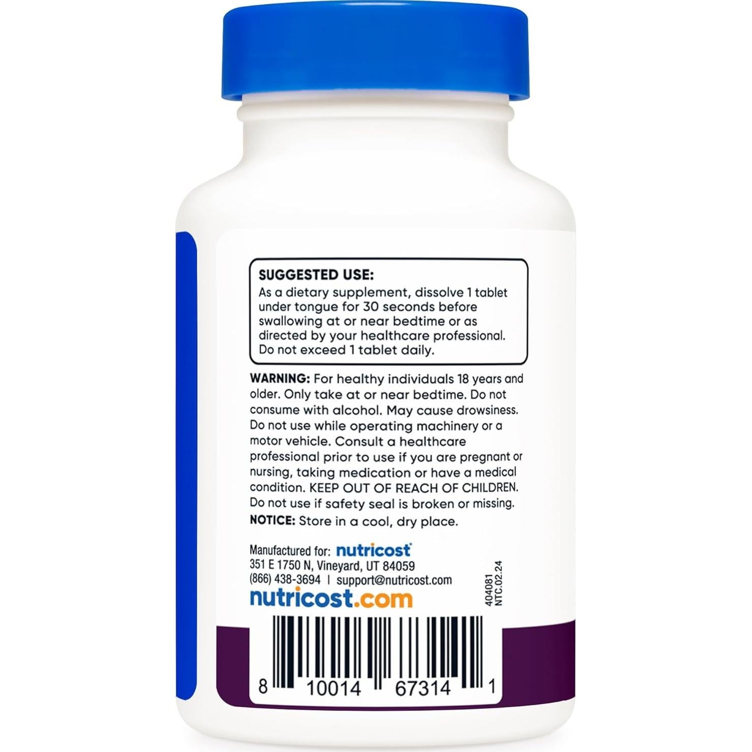 Melatonina 5mg Nutricost - 240 Tabletas Sabor Frutas Mixtas