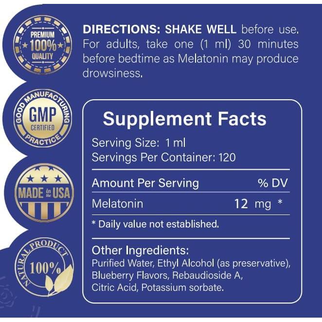 Melatonina líquida 12mg NatureReward 118ml Sabor Arándano