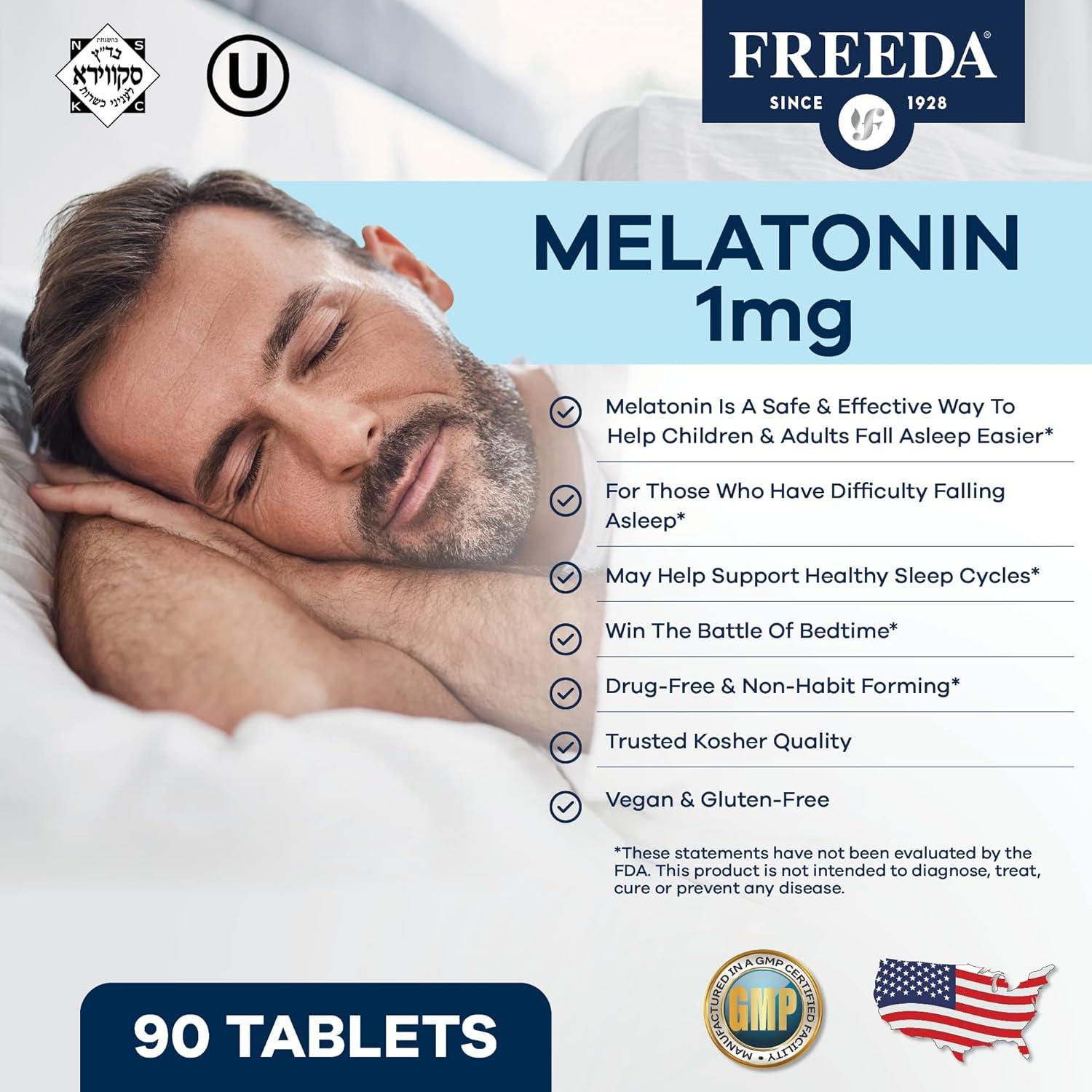 Melatonina 1mg Freeda Caramelos Sin Azúcar 90 Tabletas