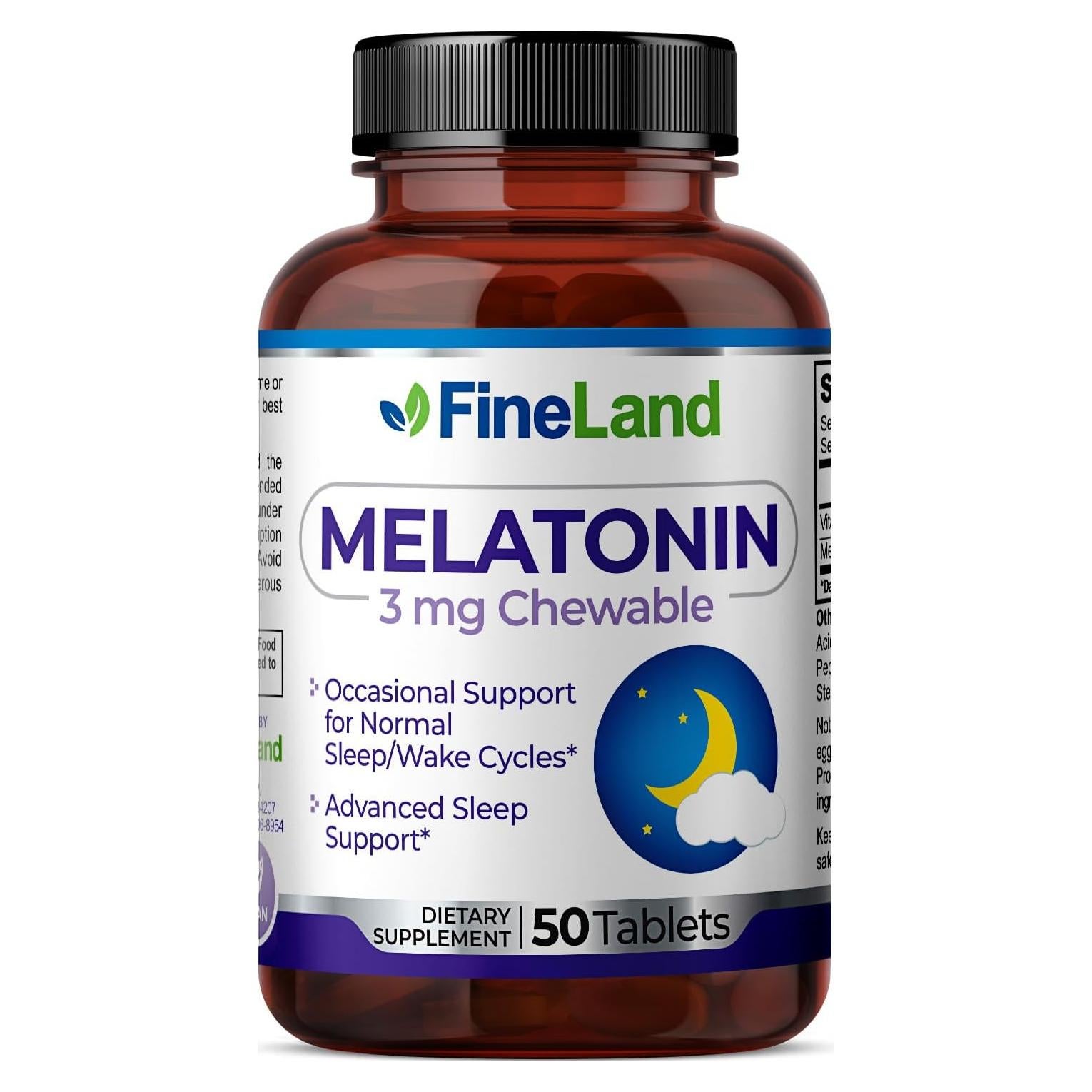 Melatonina Masticable FineLand 3mg - 50 Tabletas Rápidas