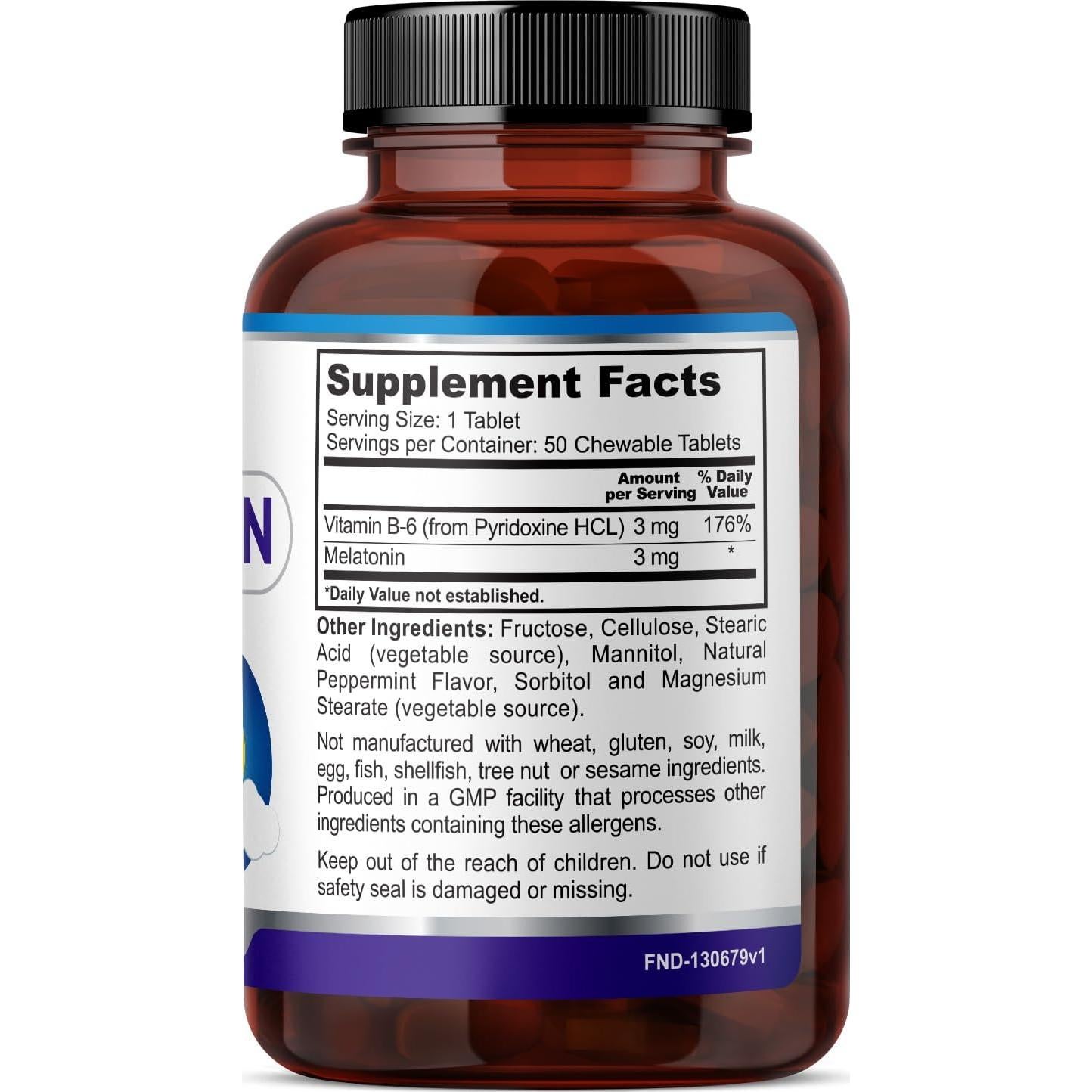 Melatonina Masticable FineLand 3mg - 50 Tabletas Rápidas