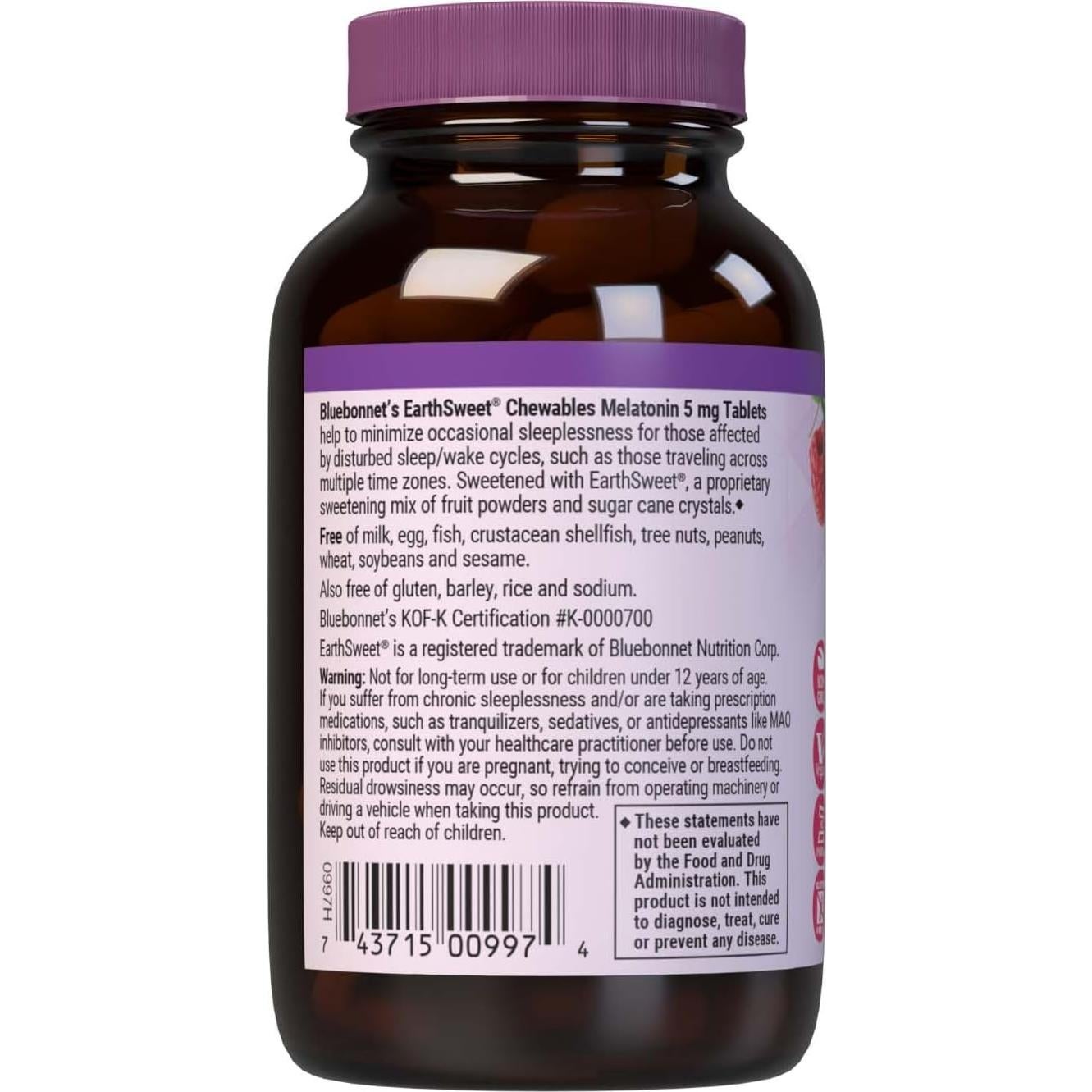 Melatonina EarthSweet Bluebonnet 5 mg 120 tabletas masticables