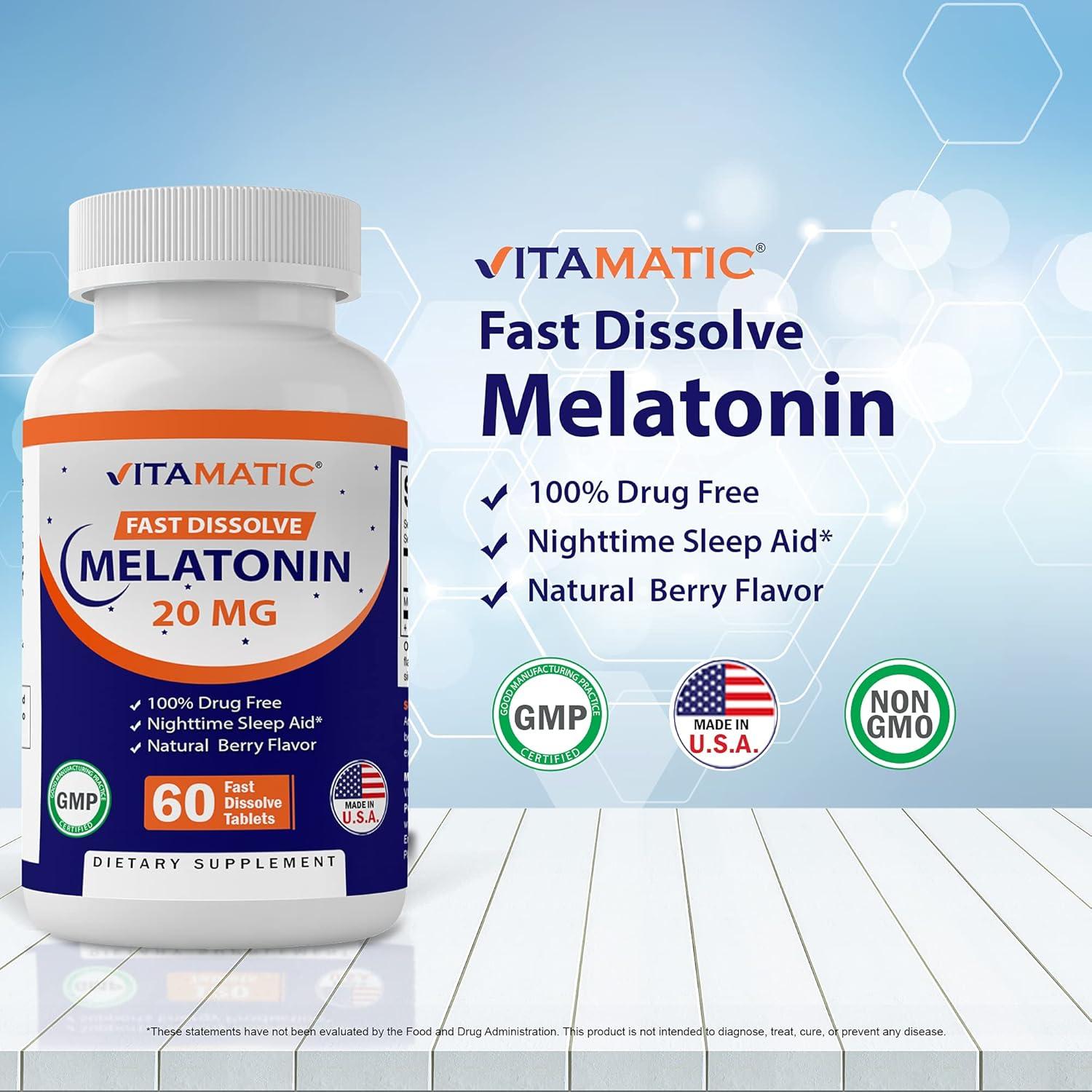 Melatonina Vitamatic 20 mg - 60 Tabletas Disolución Rápida