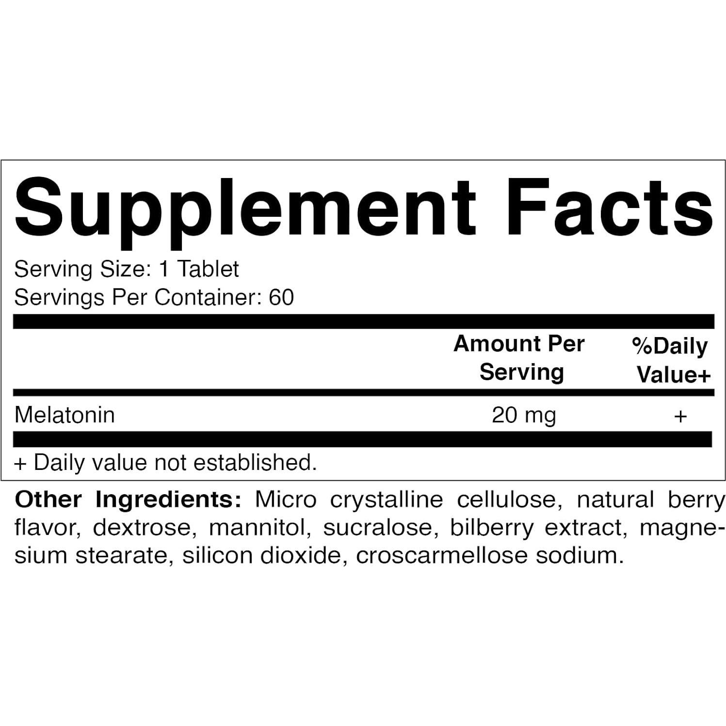 Melatonina Vitamatic 20 mg - 60 Tabletas Disolución Rápida
