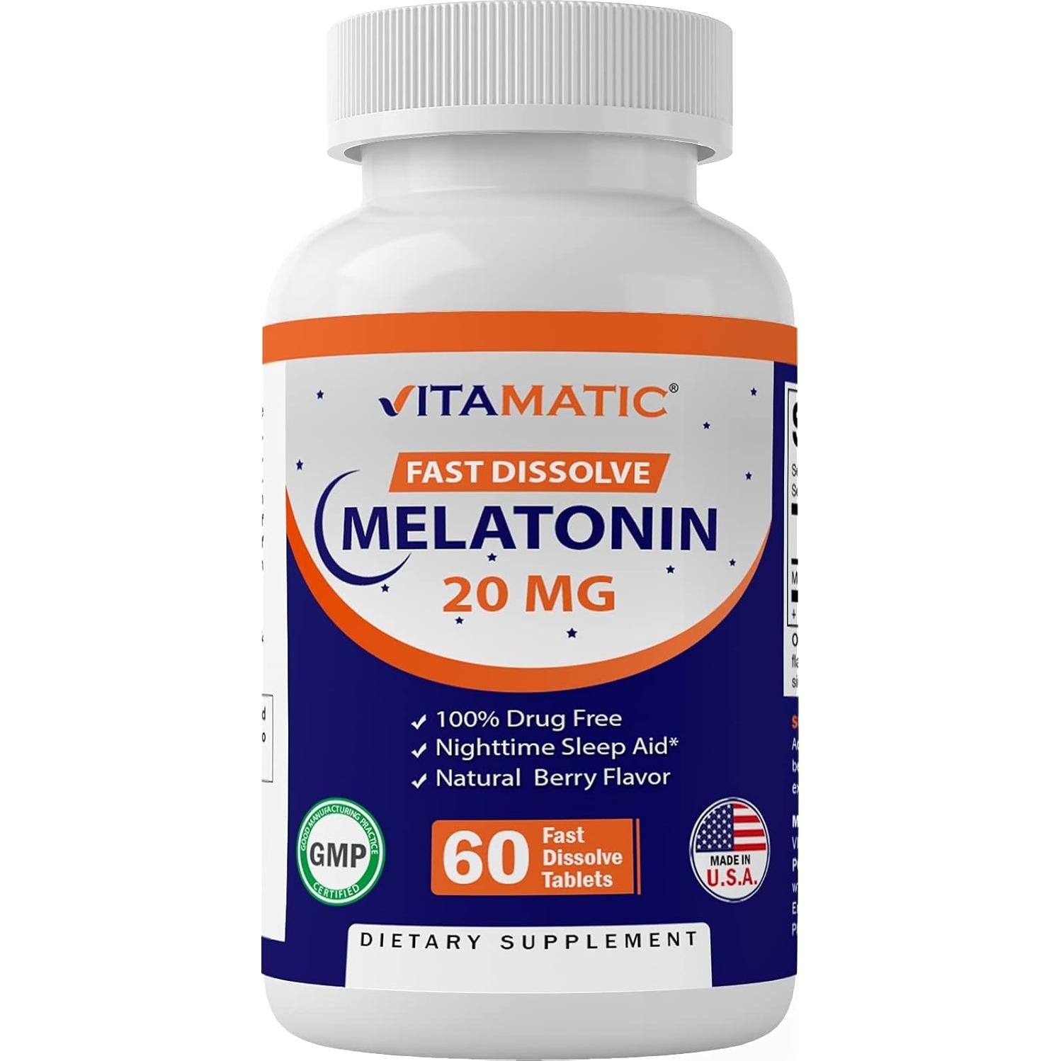 Melatonina Vitamatic 20 mg - 60 Tabletas Disolución Rápida