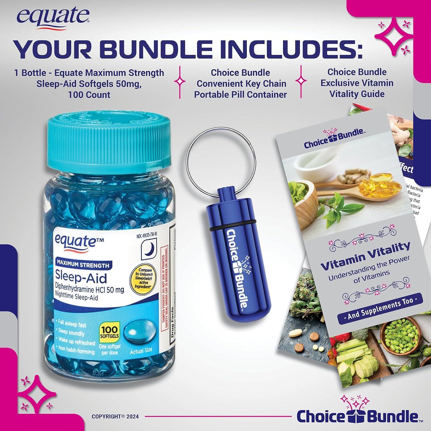 Gelatinas para Dormir Equate 50mg Difenhidramina 100 Ct + Guía