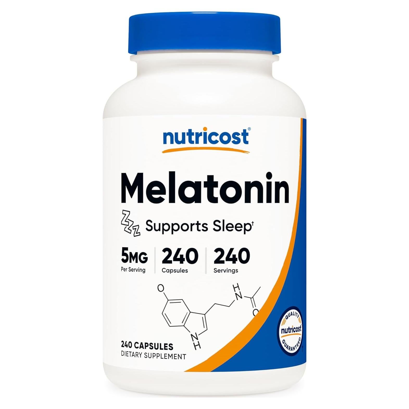 Melatonina 5mg Nutricost 240 Cápsulas No OGM Sin Gluten