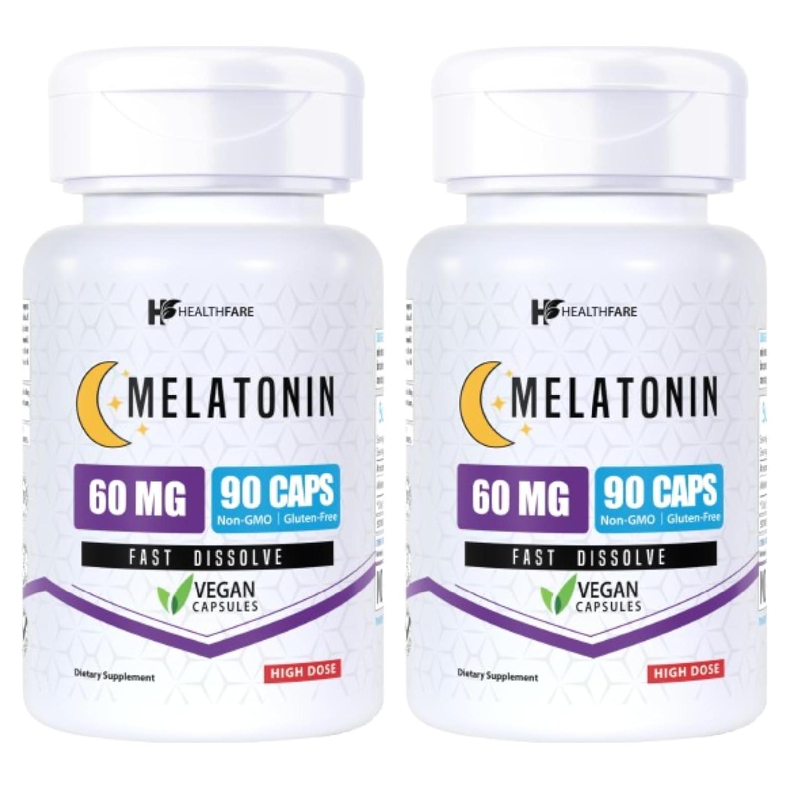 Melatonina 60mg HealthFare 90 Tabletas Vegetariana Sin OGM