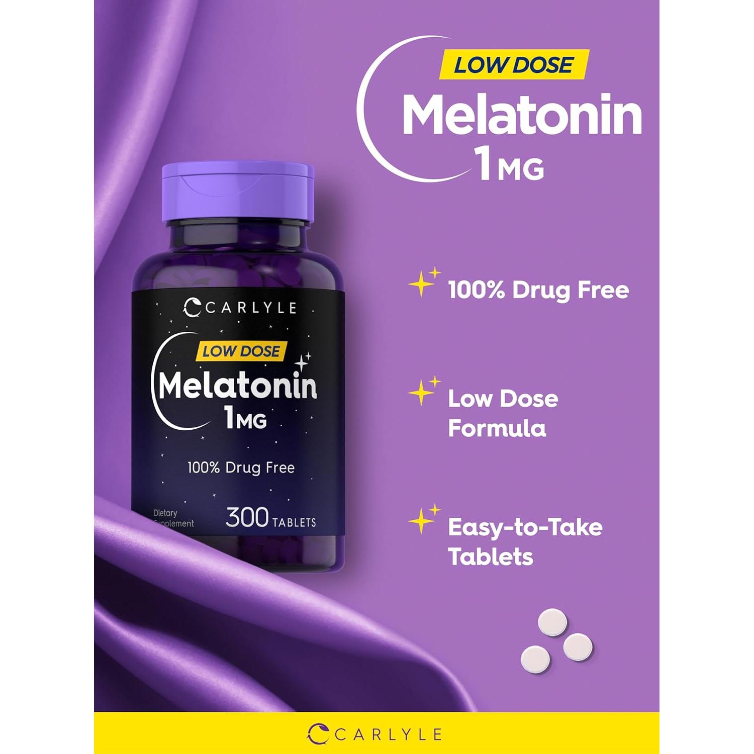 Melatonina 1 mg Carlyle | 300 Tabletas Vegetarianas | Sin Gluten