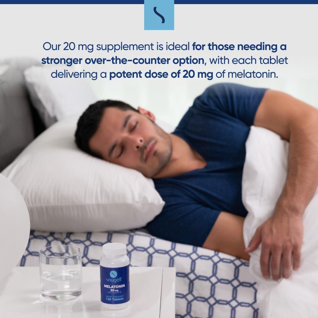 Melatonina 20 mg Snugell con Vitamina B6 - 120 Tabletas Rápidas