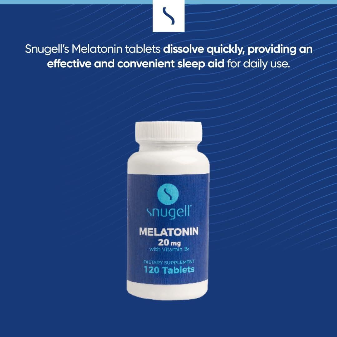 Melatonina 20 mg Snugell con Vitamina B6 - 120 Tabletas Rápidas