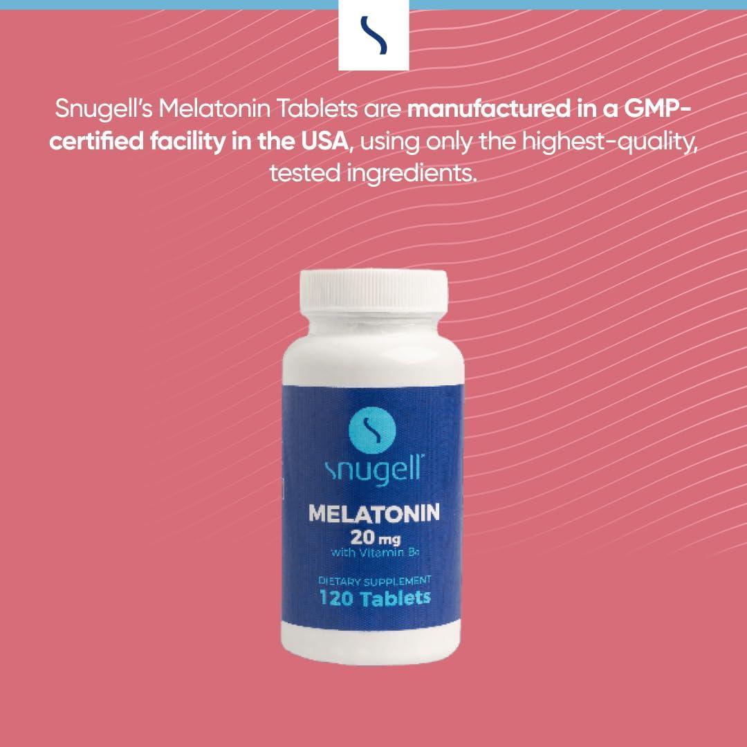 Melatonina 20 mg Snugell con Vitamina B6 - 120 Tabletas Rápidas