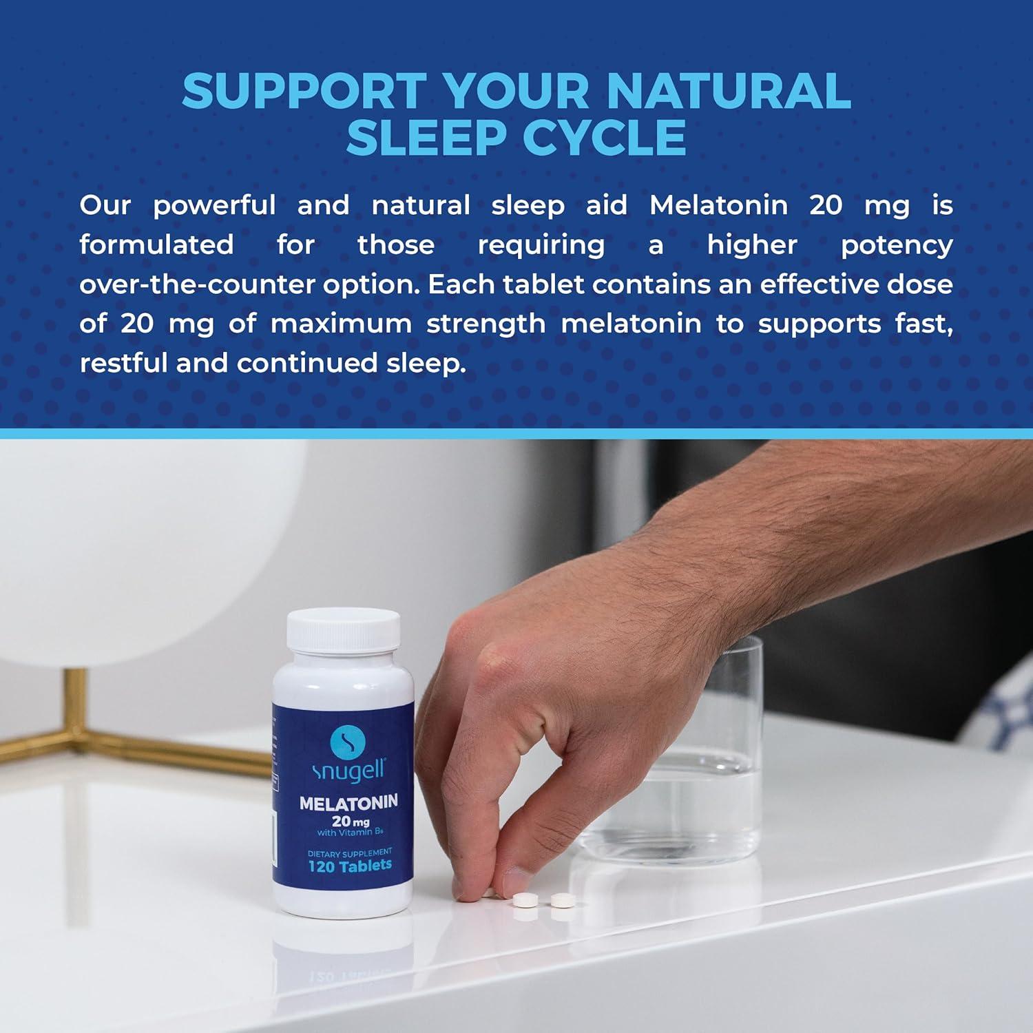 Melatonina 20 mg Snugell con Vitamina B6 - 120 Tabletas Rápidas