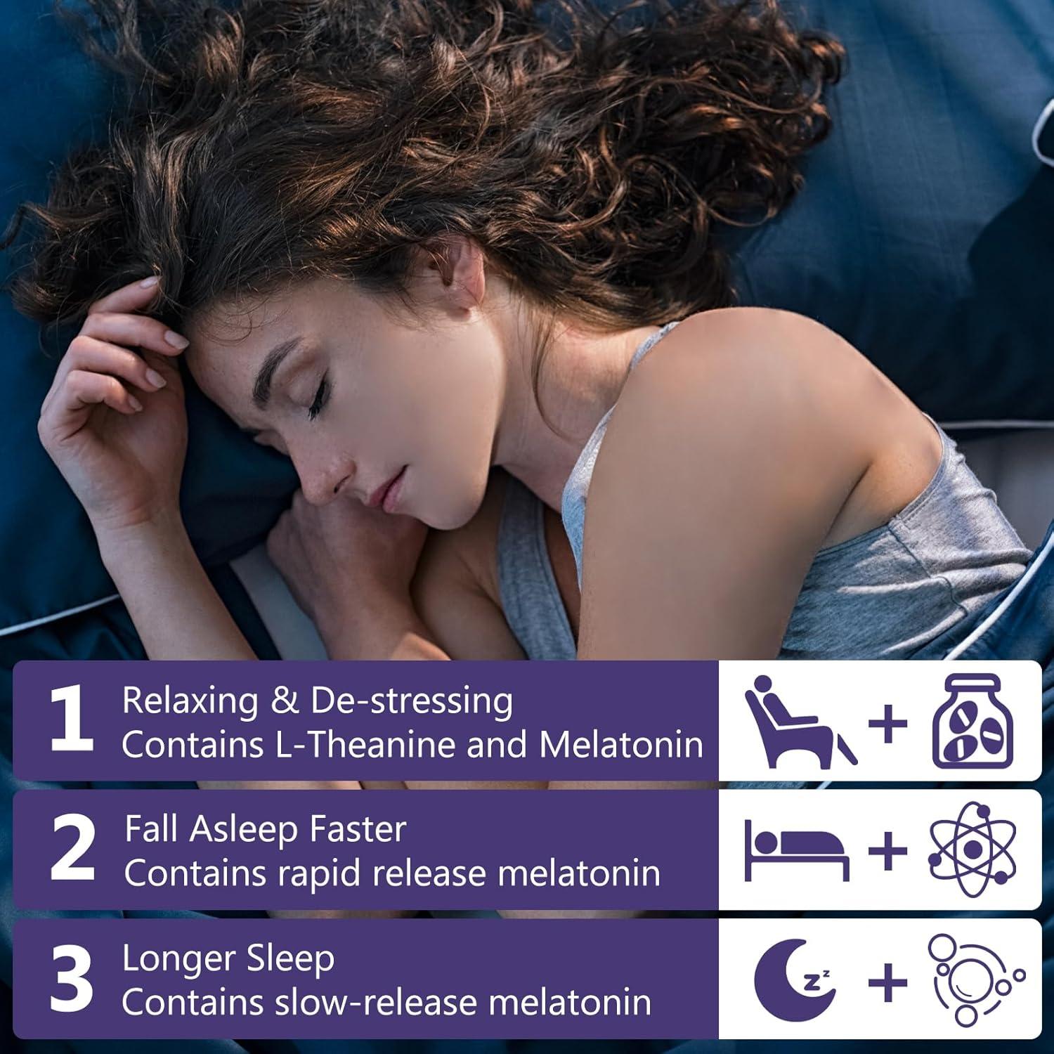 Suplemento de Melatonina 10mg OMOGS con L-Theanina y Vitamina B