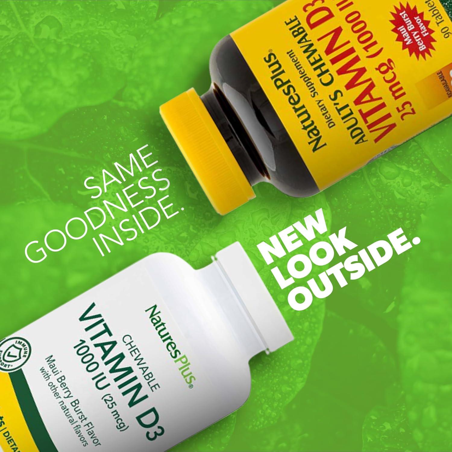 Vitamina D3 Masticable NaturesPlus 1000 UI 90 Tabletas Sabor Frutas