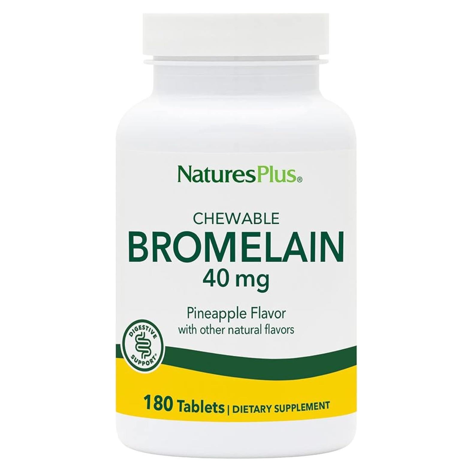 Bromelina Masticable Natures Plus 40 mg - 180 Tabletas